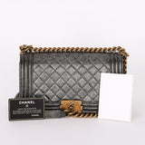 Chanel Medium Boy Bag Crackled Metallic Calfskin 2018 AGHW