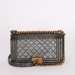 Chanel Medium Boy Bag Crackled Metallic Calfskin AGHW