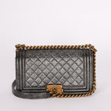 Chanel Medium Boy Bag Crackled Metallic Calfskin AGHW