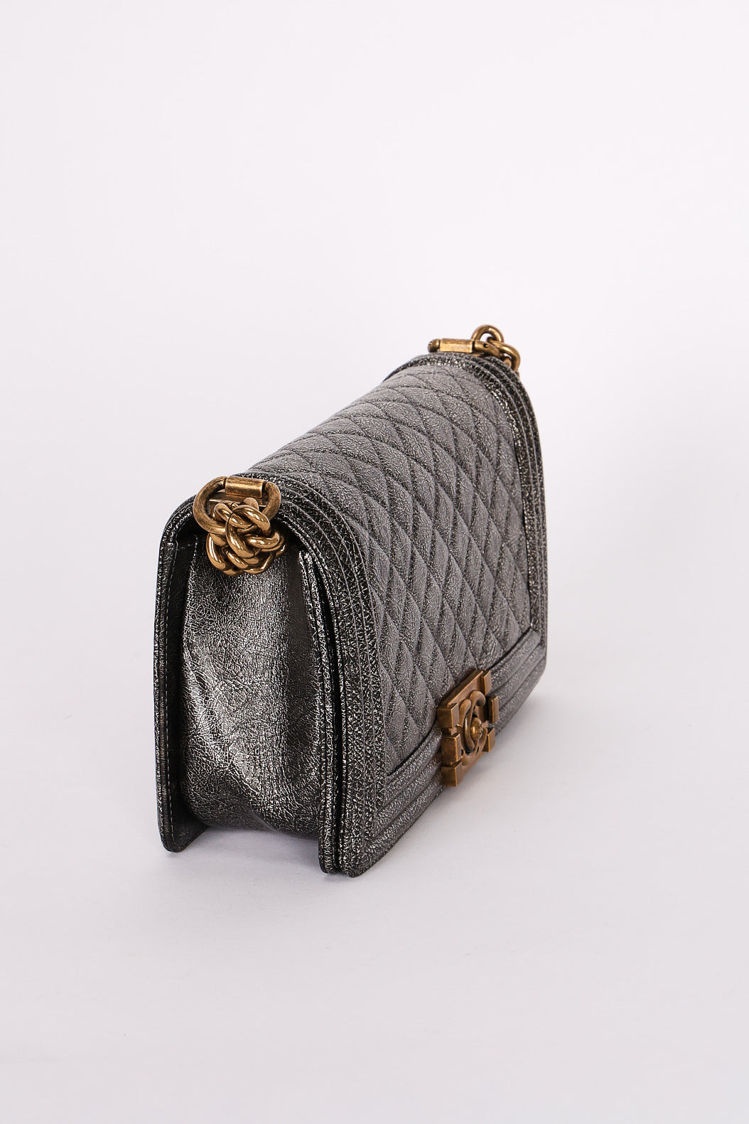 Chanel Medium Boy Bag Crackled Metallic Calfskin AGHW