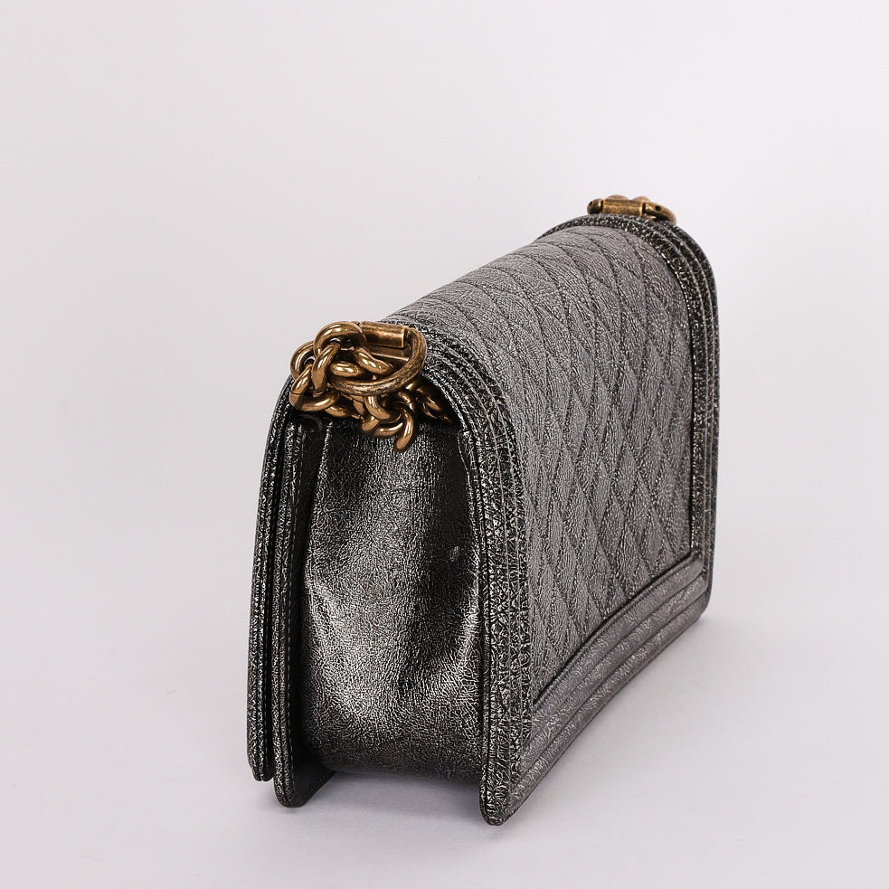 Chanel Medium Boy Bag Crackled Metallic Calfskin AGHW