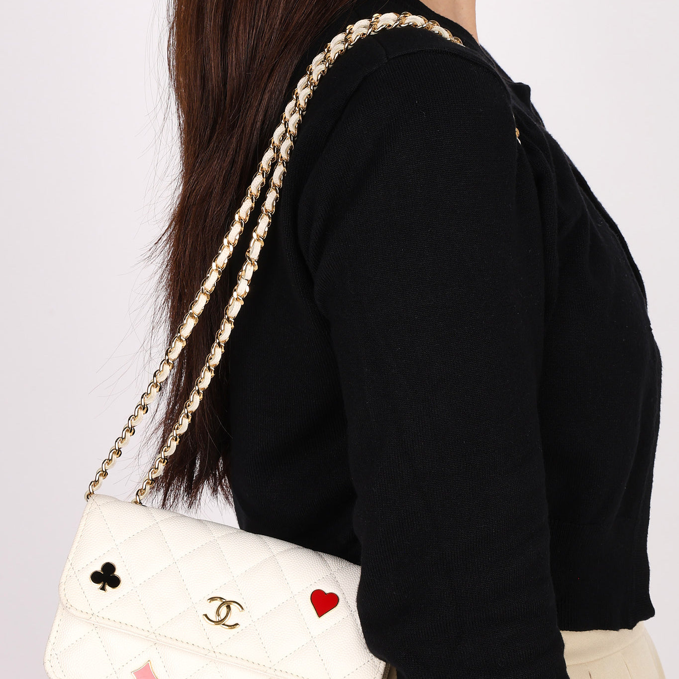Chanel Coco Casino Wallet On Chain White Caviar GHW