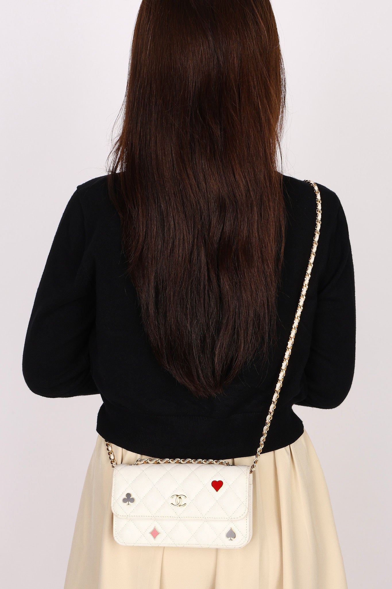 Chanel Coco Casino Wallet On Chain White Caviar GHW