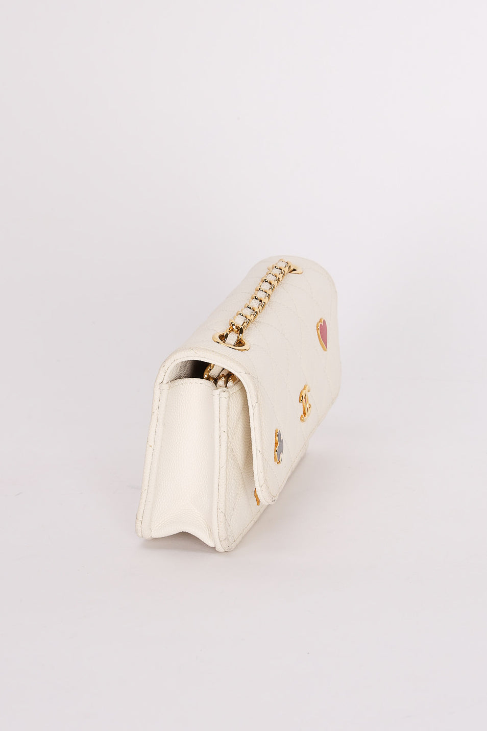 Chanel Coco Casino Wallet On Chain White Caviar GHW