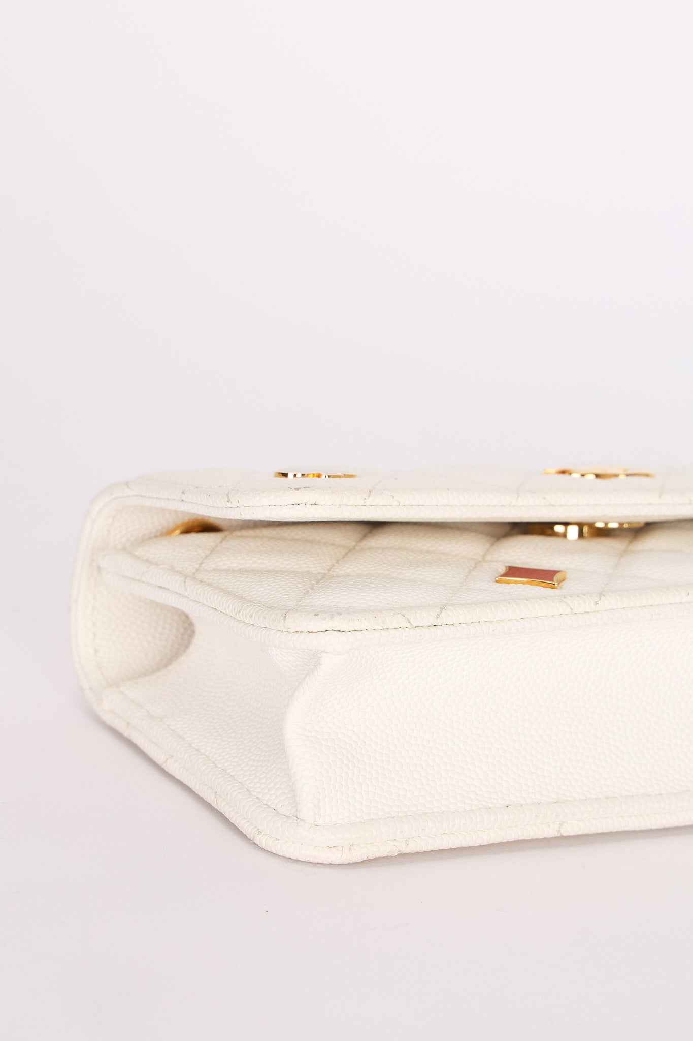 Chanel Coco Casino Wallet On Chain White Caviar GHW