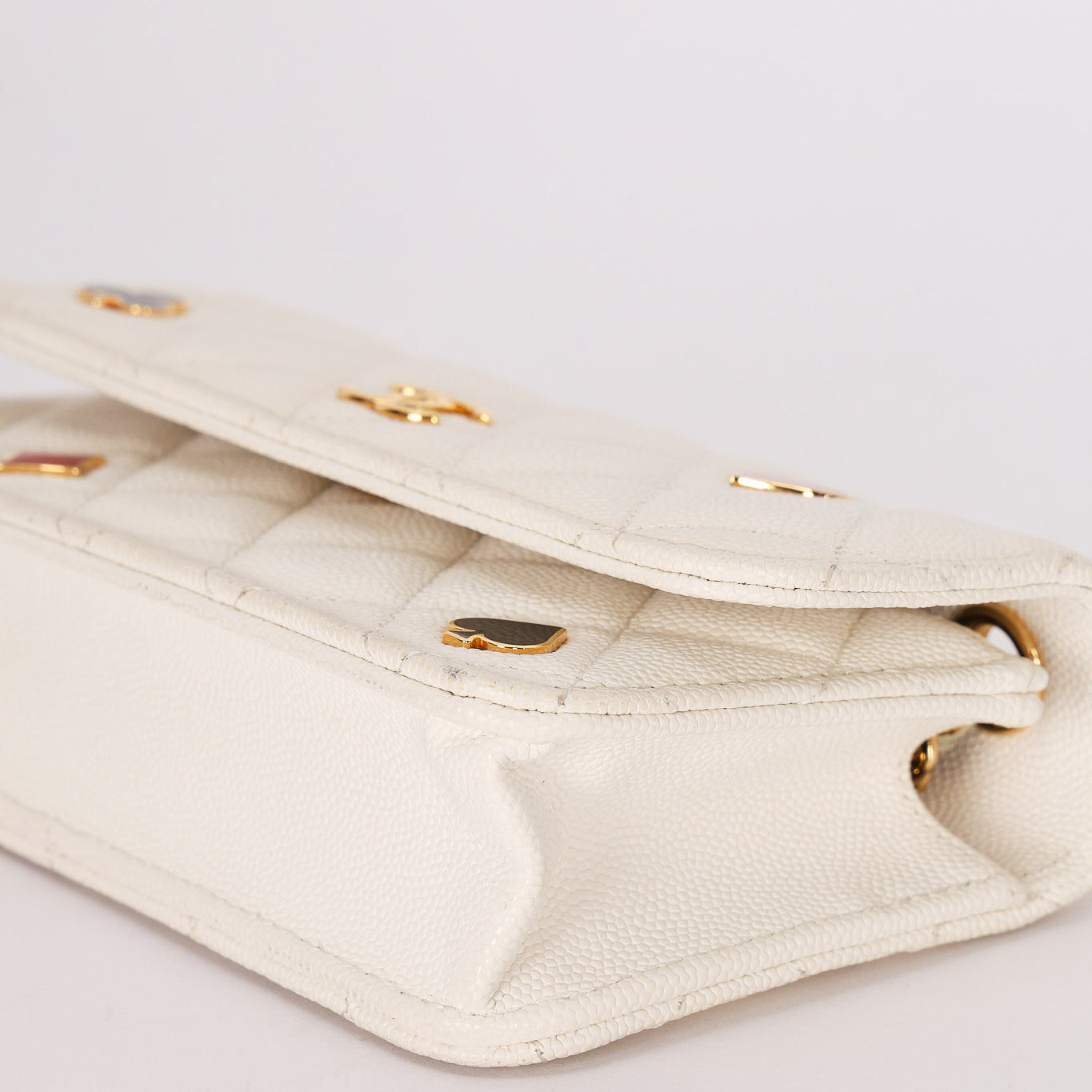 Chanel Coco Casino Wallet On Chain White Caviar GHW
