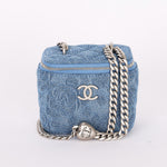 Chanel Mini Denim Camellia Sweetheart Vanity Case RHW