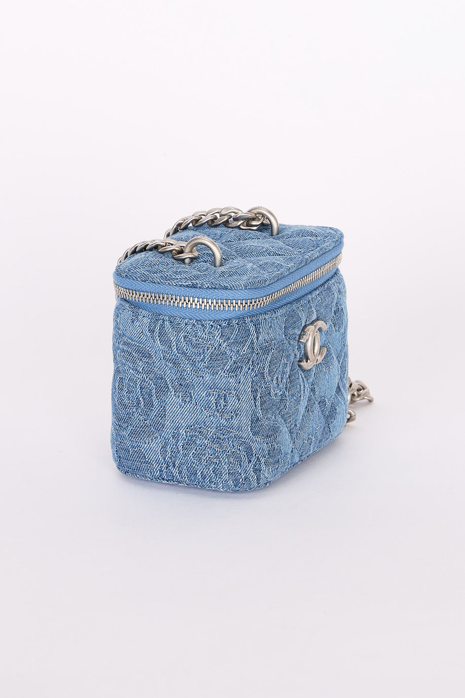Chanel Mini Denim Camellia Sweetheart Vanity Case RHW