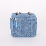 Chanel Mini Denim Camellia Sweetheart Vanity Case RHW