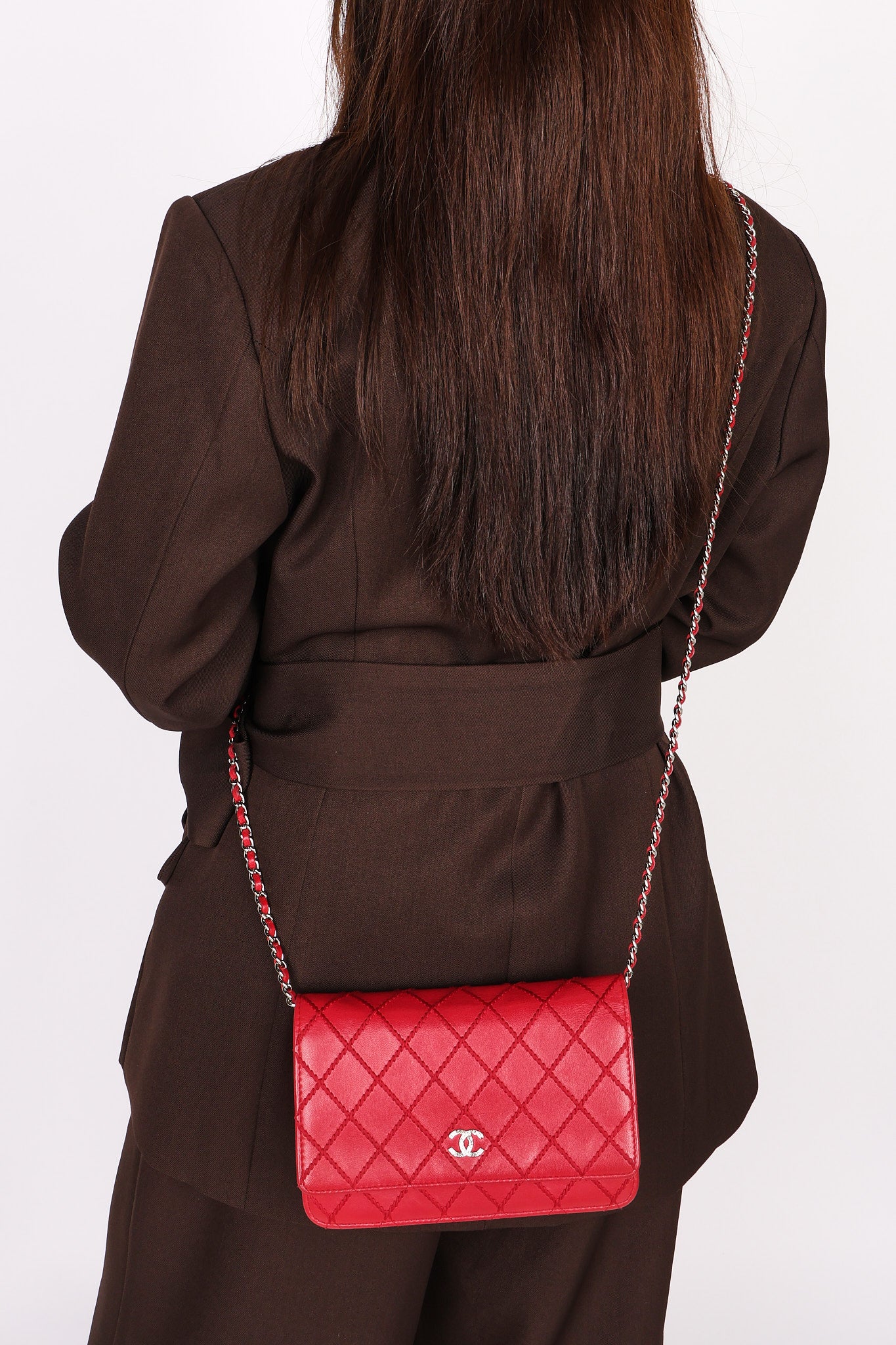 Chanel Wild Stitch Wallet on Chain Red Calfskin SHW