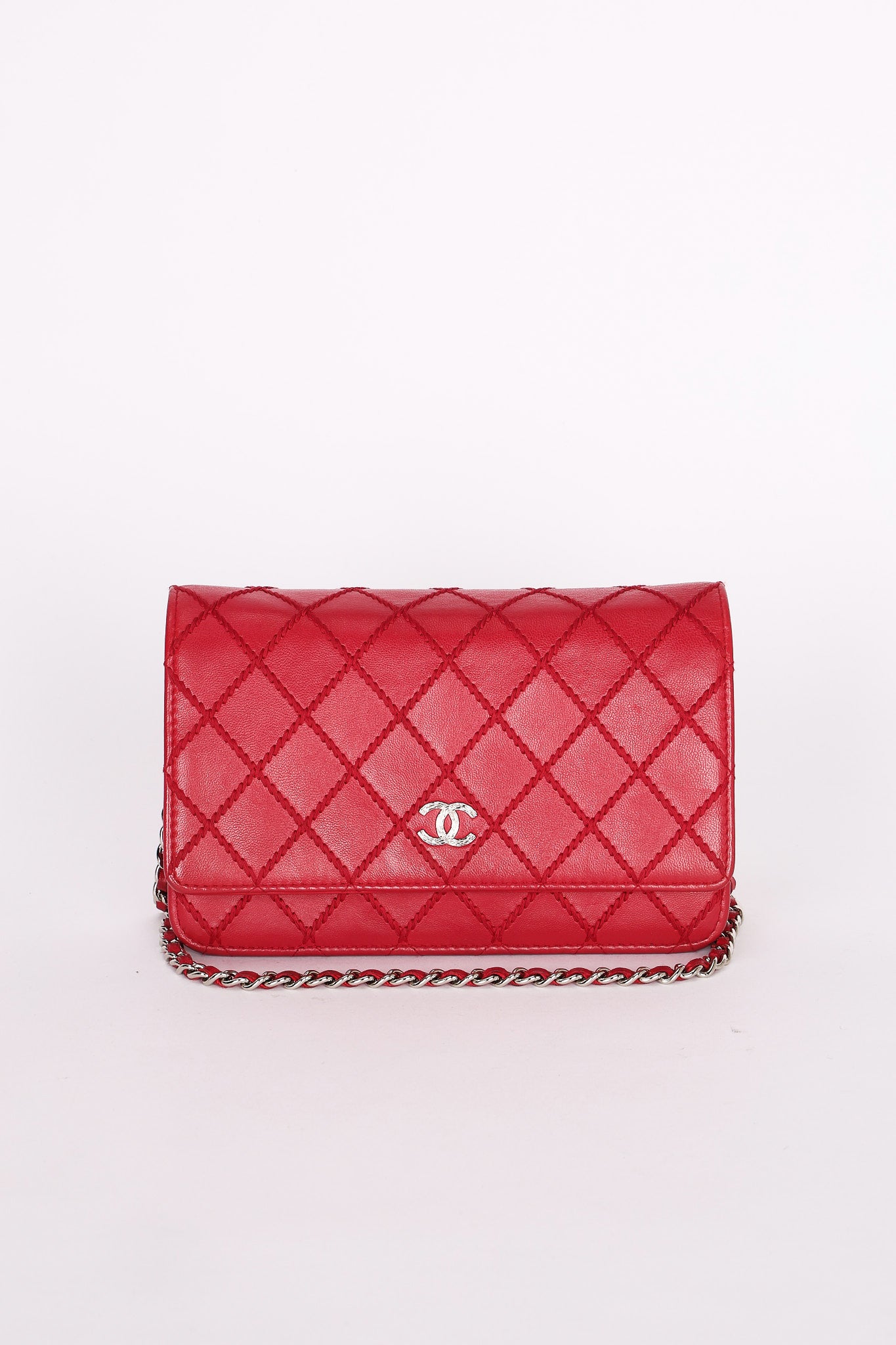 Chanel Wild Stitch Wallet on Chain Red Calfskin SHW