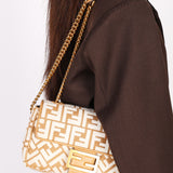 Fendi Zucca Raffia and Knit Midi Baguette GHW