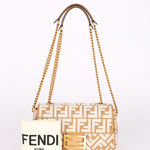 Fendi Zucca Raffia and Knit Midi Baguette GHW