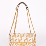 Fendi Zucca Raffia and Knit Midi Baguette GHW