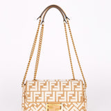 Fendi Zucca Raffia and Knit Midi Baguette GHW
