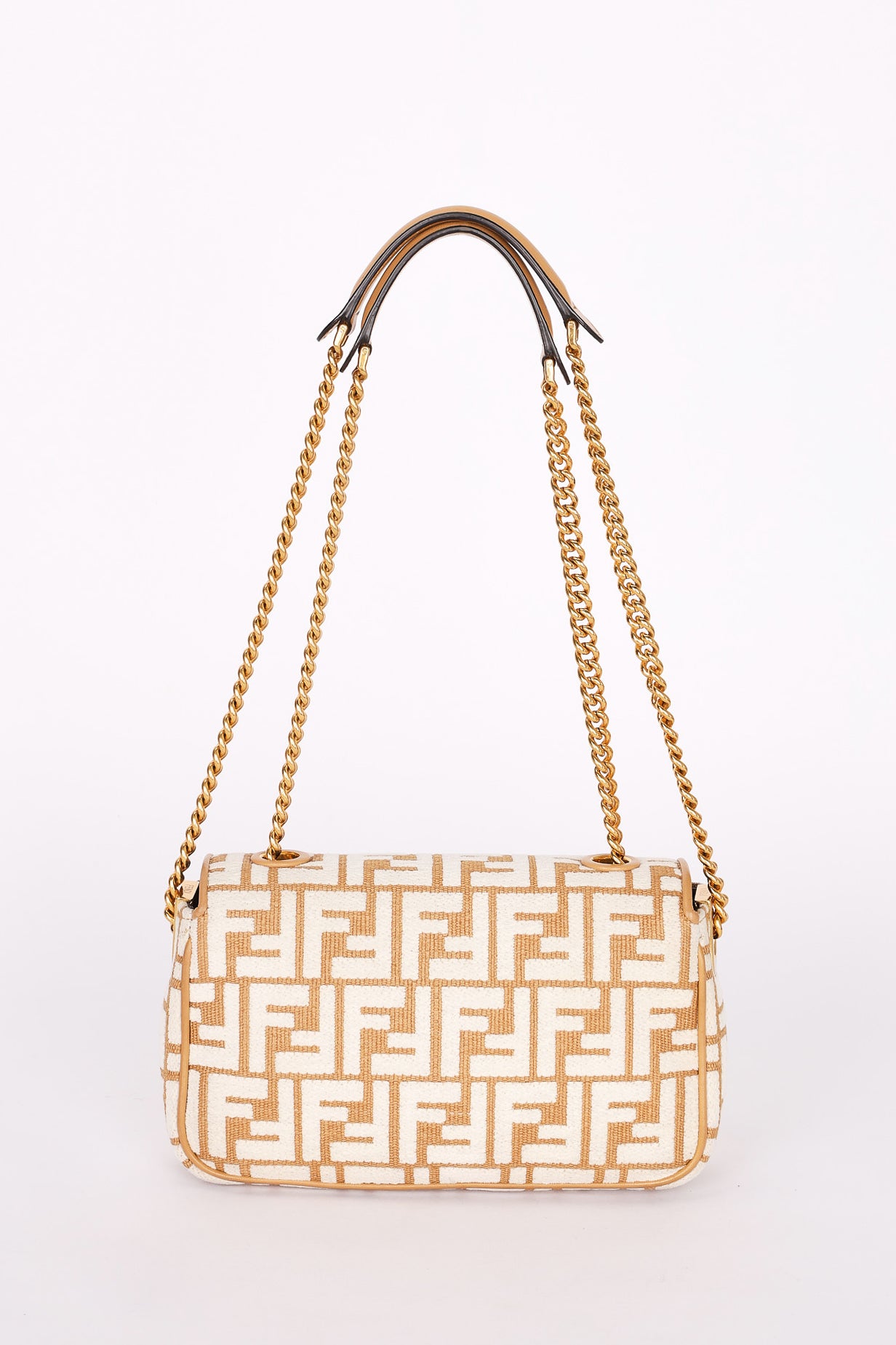 Fendi Zucca Raffia and Knit Midi Baguette GHW