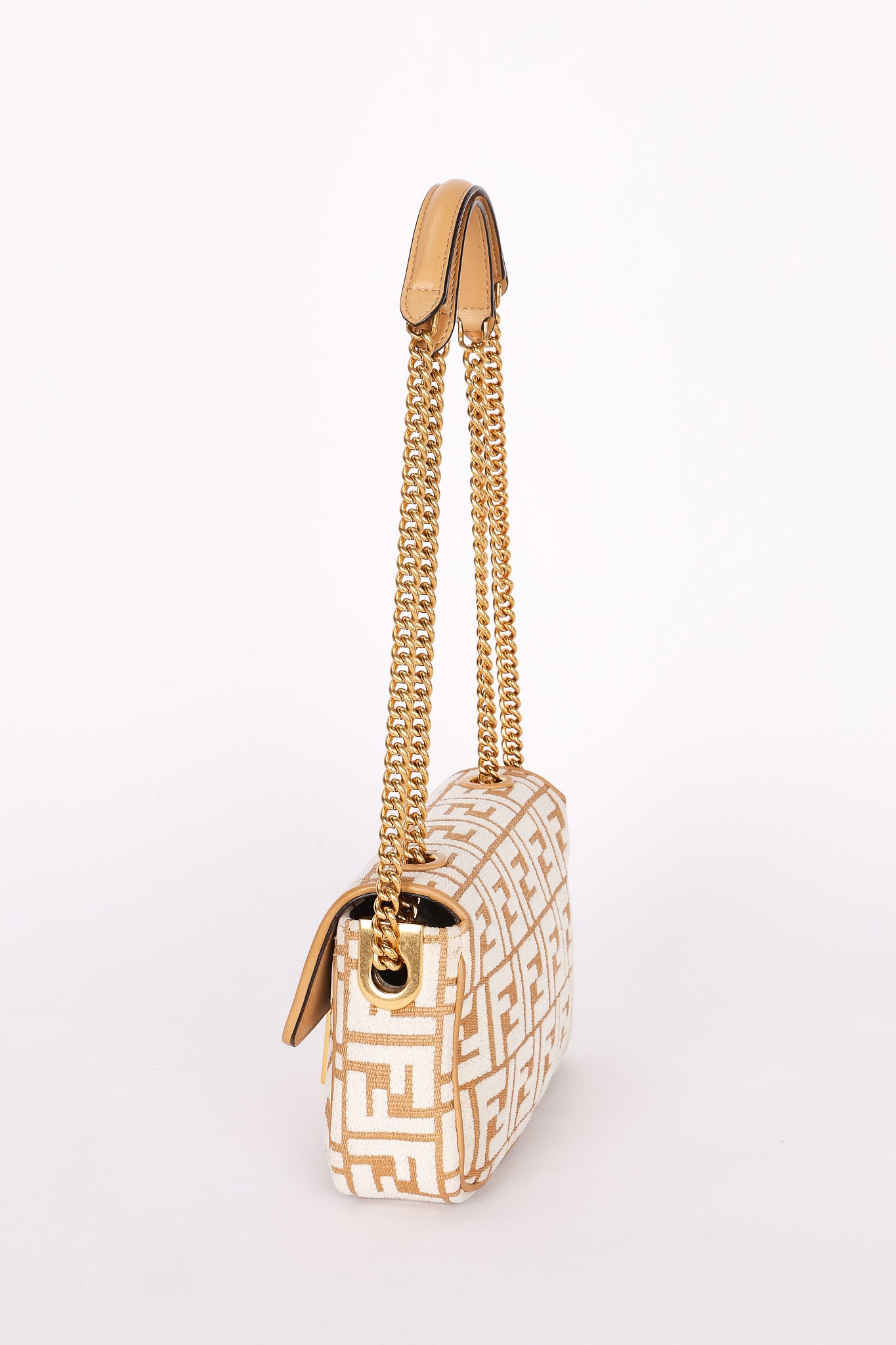 Fendi Zucca Raffia and Knit Midi Baguette GHW