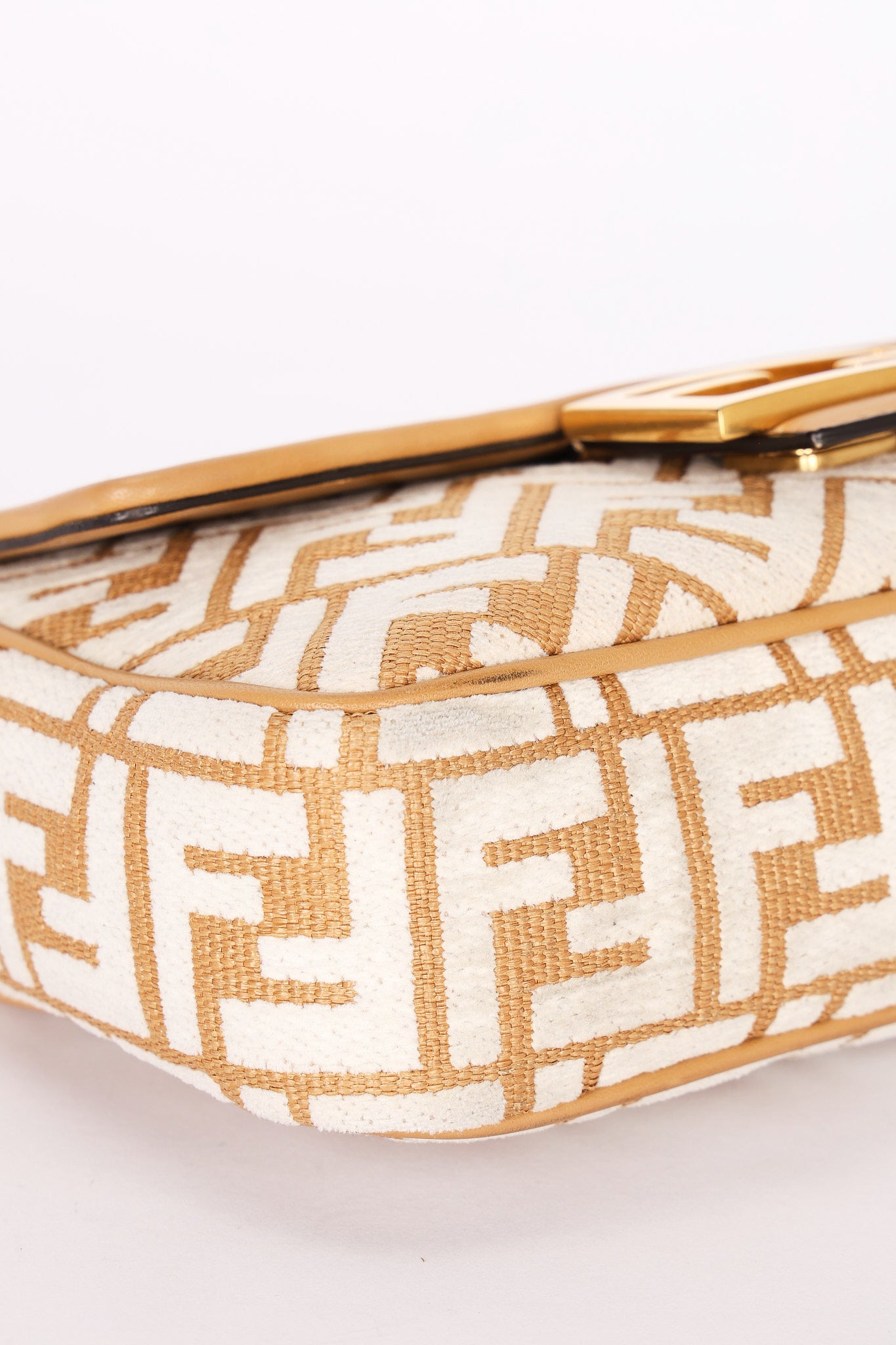 Fendi Zucca Raffia and Knit Midi Baguette GHW