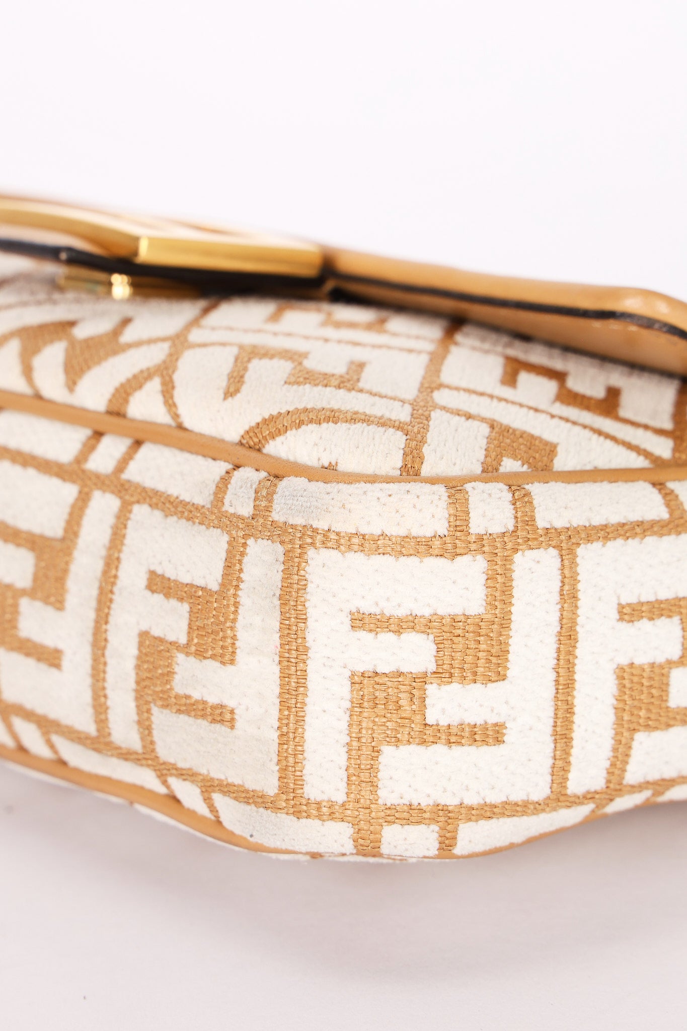 Fendi Zucca Raffia and Knit Midi Baguette GHW