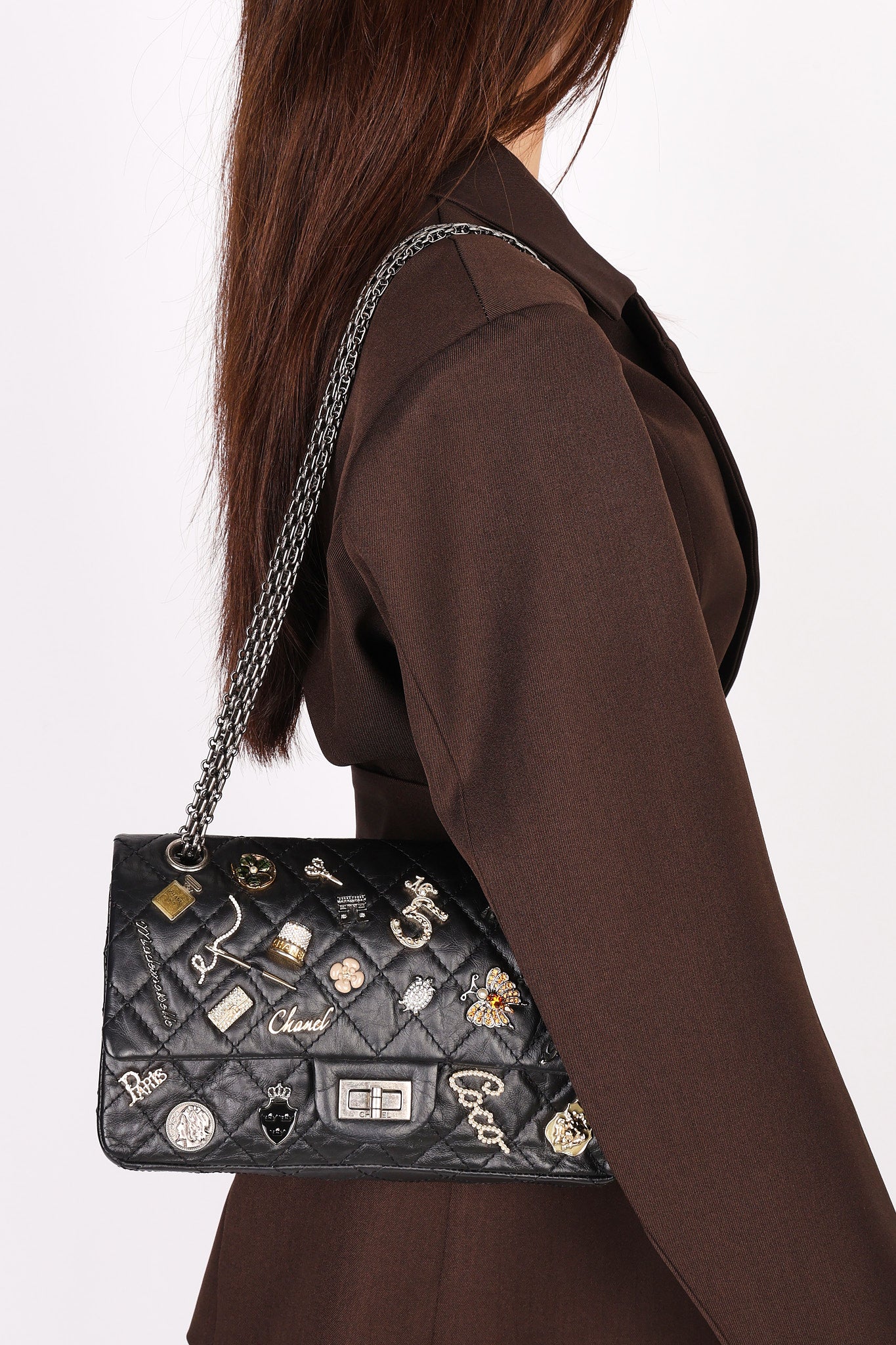 Chanel 2.55 Reissue 255 Lucky Charms Double Flap Black Calfskin RHW