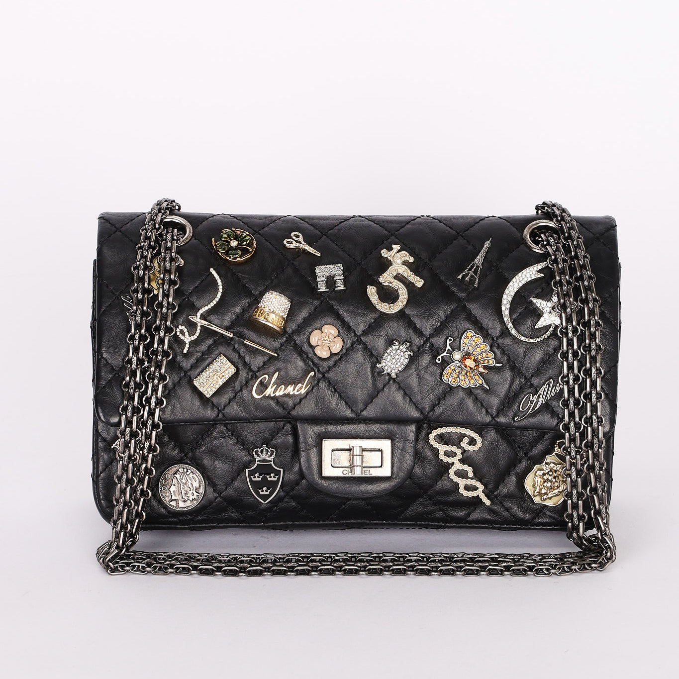 Chanel 2.55 Reissue 255 Lucky Charms Double Flap Black Calfskin RHW
