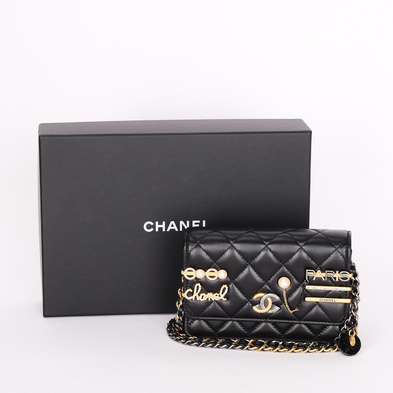 Chanel Coco Clips Wallet on Chain Black Lambskin MMHW