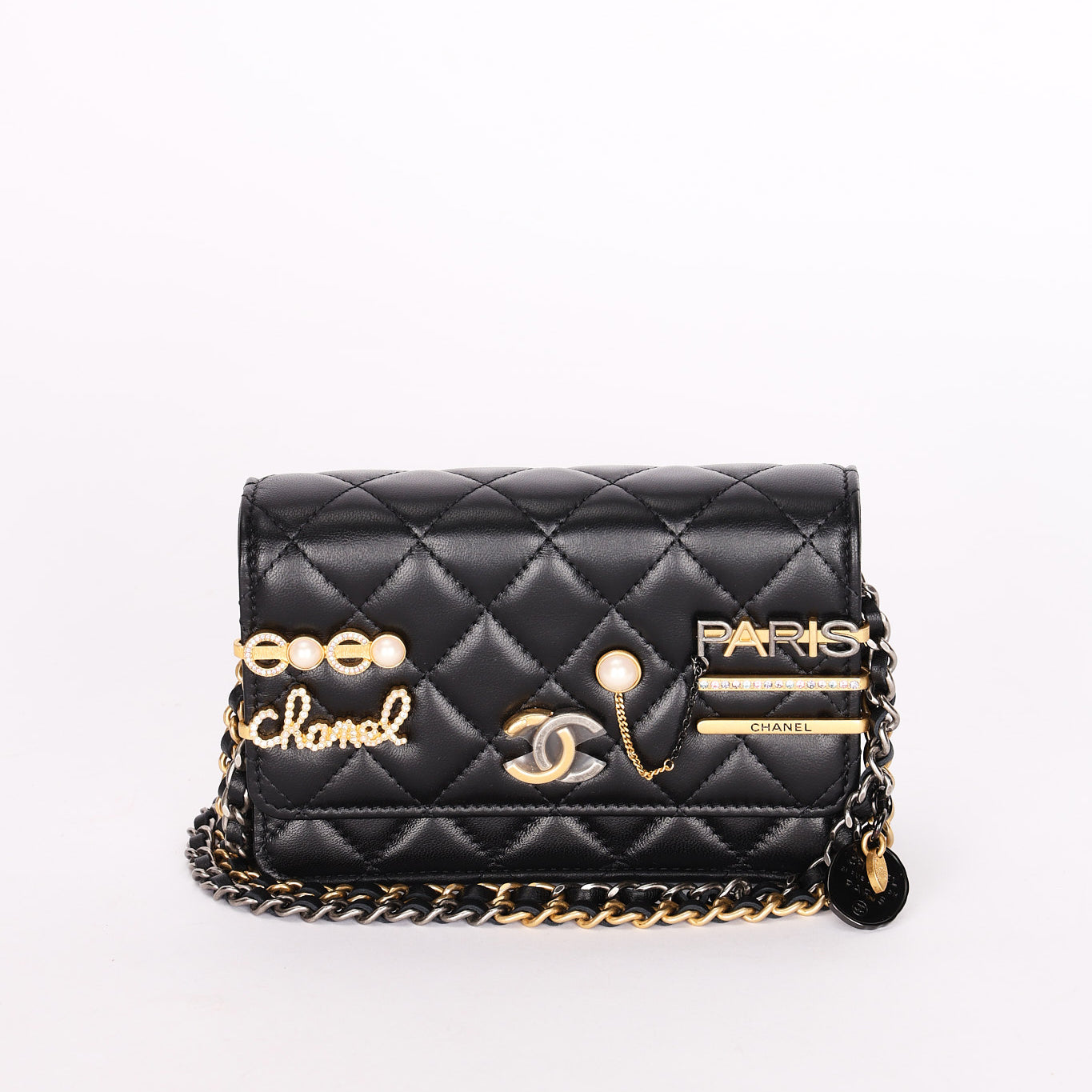 Chanel Coco Clips Wallet on Chain Black Lambskin MMHW