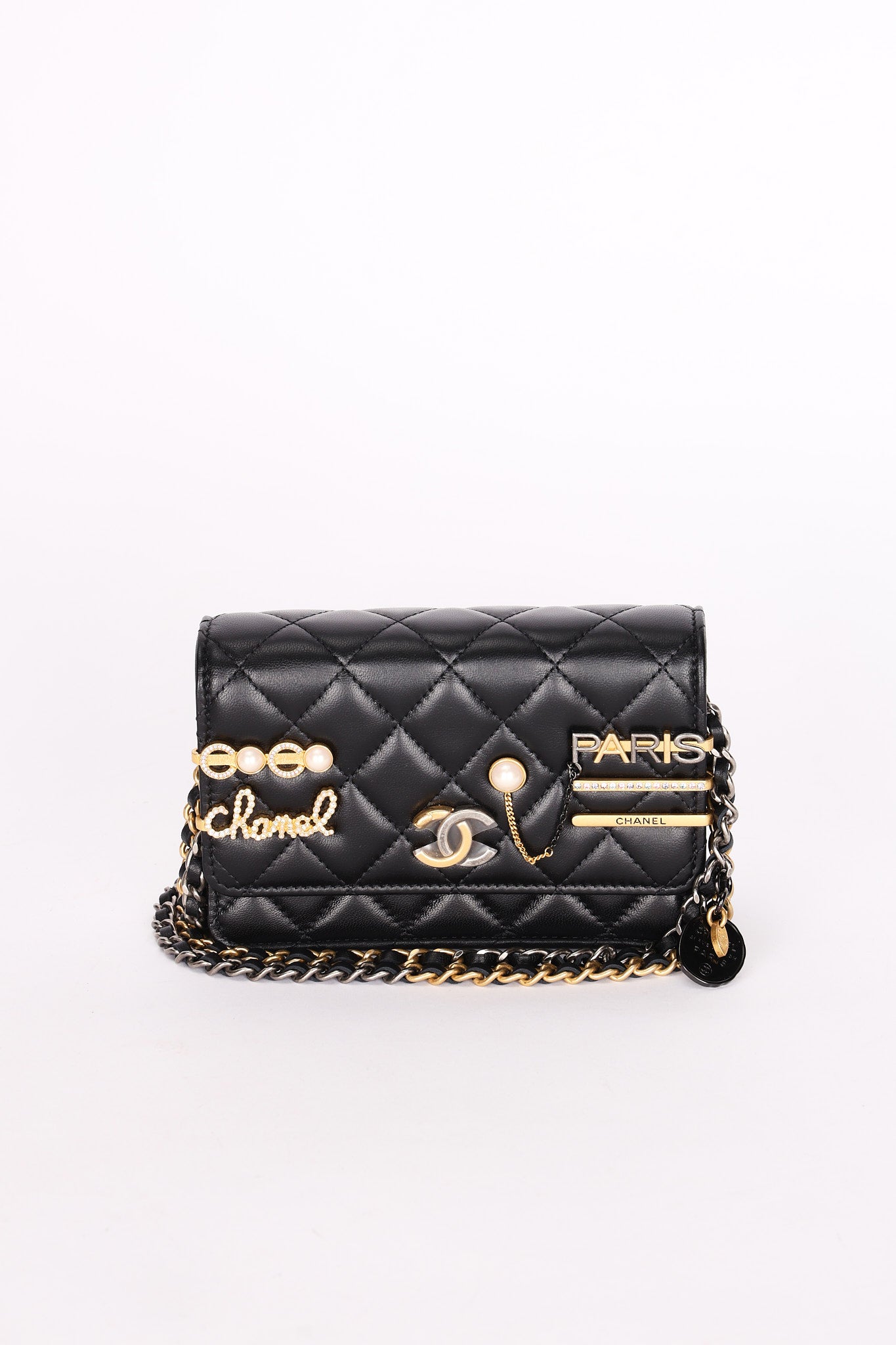 Chanel Coco Clips Wallet on Chain Black Lambskin MMHW