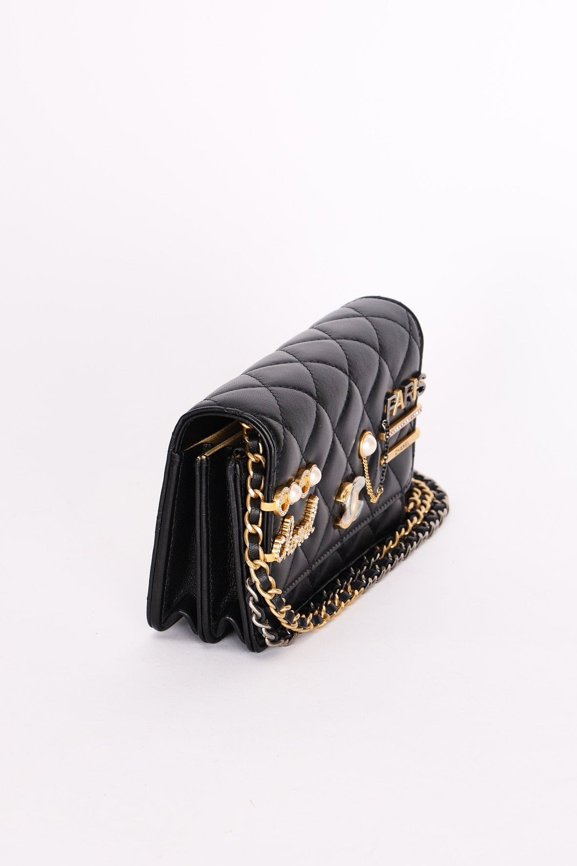 Chanel Coco Clips Wallet on Chain Black Lambskin MMHW