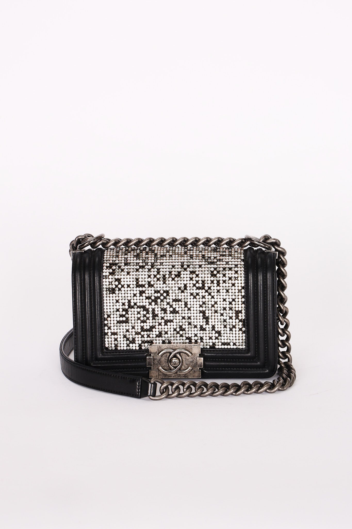 Chanel Strass Rhinestone Small Boy Bag Black Lambskin RHW