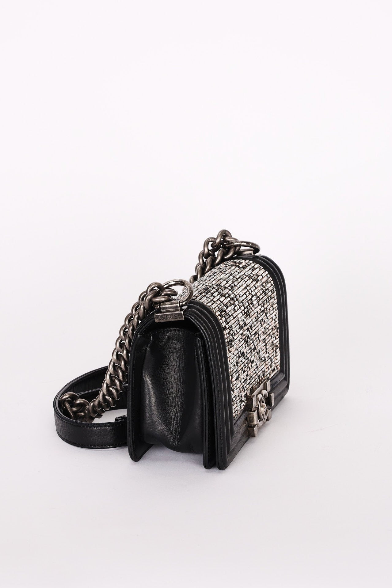 Chanel Strass Rhinestone Small Boy Bag Black Lambskin RHW