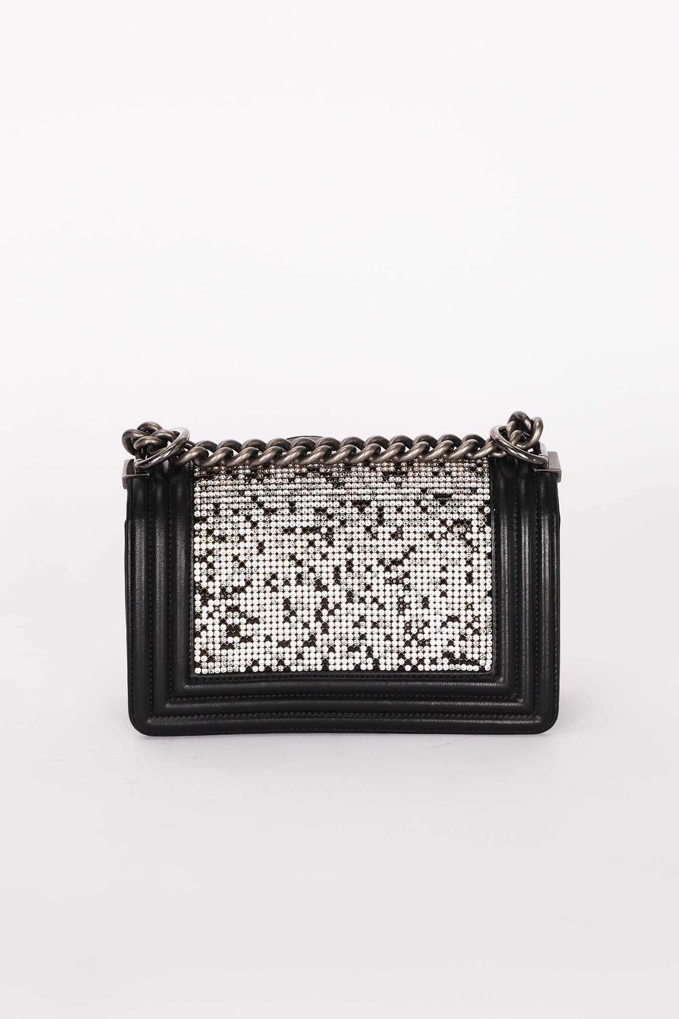 Chanel Strass Rhinestone Small Boy Bag Black Lambskin RHW