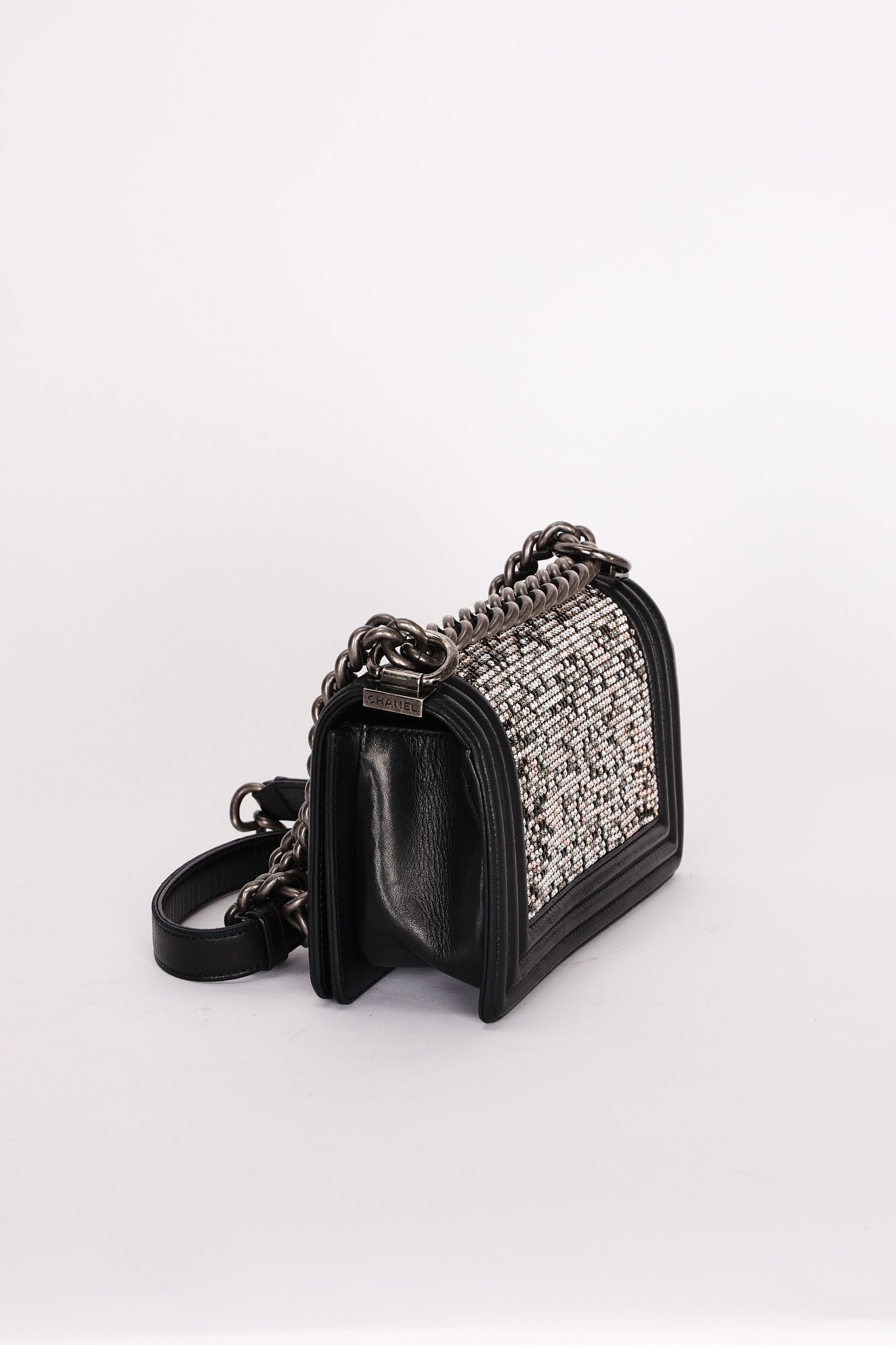 Chanel Strass Rhinestone Small Boy Bag Black Lambskin RHW