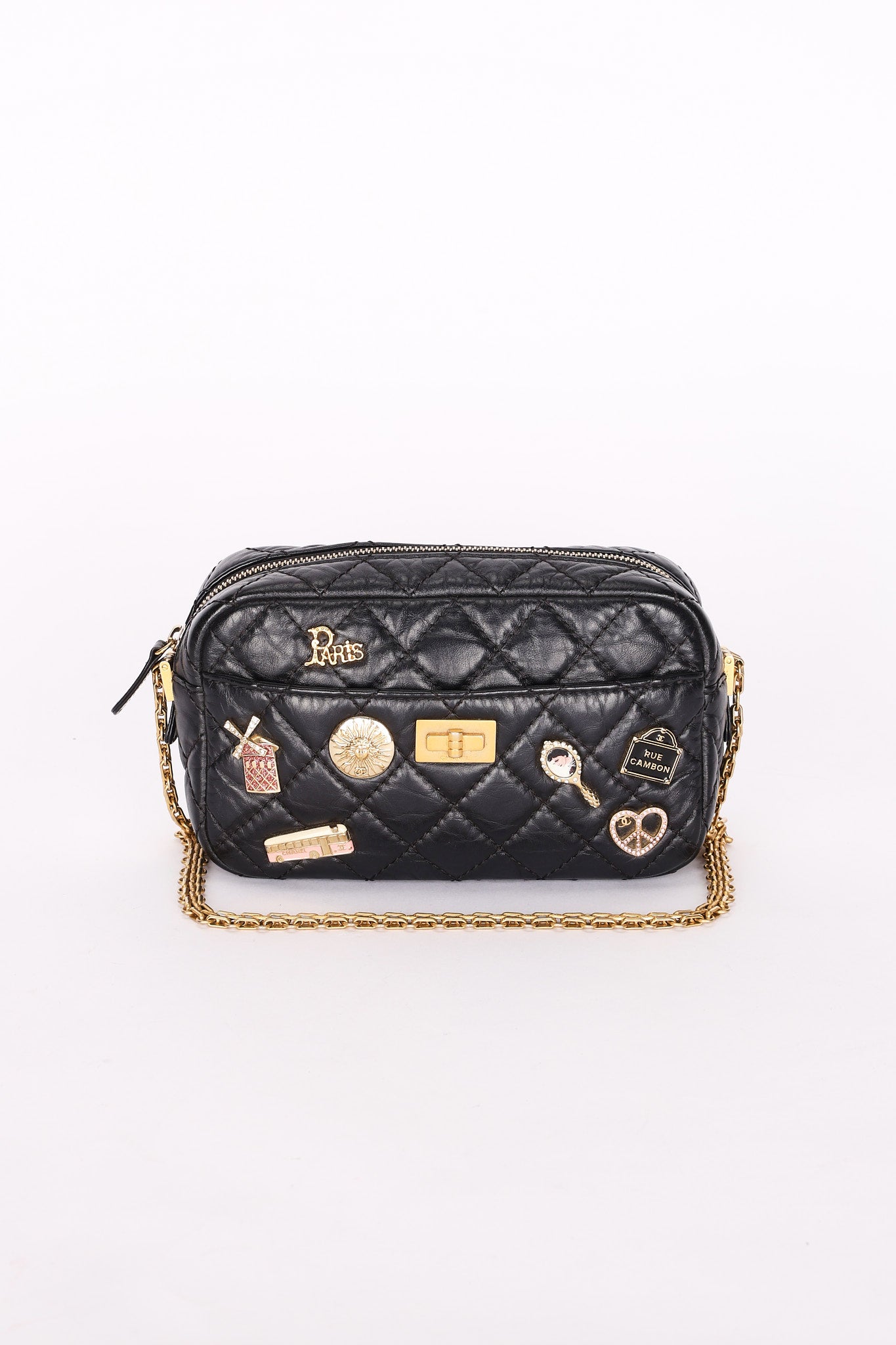 Chanel Lucky Charms Mini Camera Bag Black Aged Calfskin AGHW