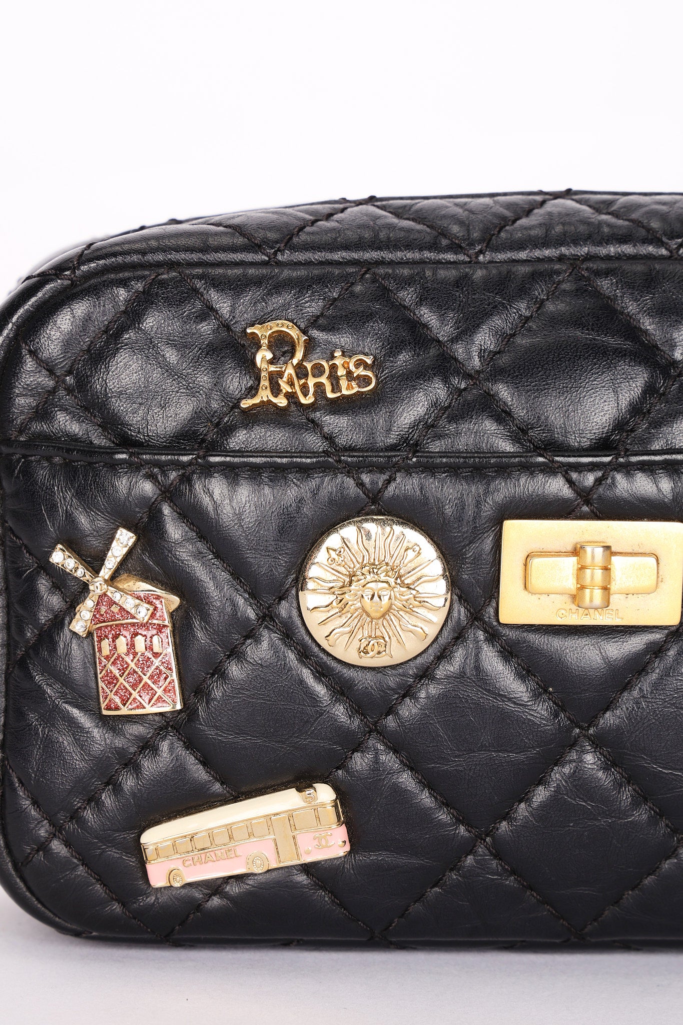 Chanel Lucky Charms Mini Camera Bag Black Aged Calfskin AGHW