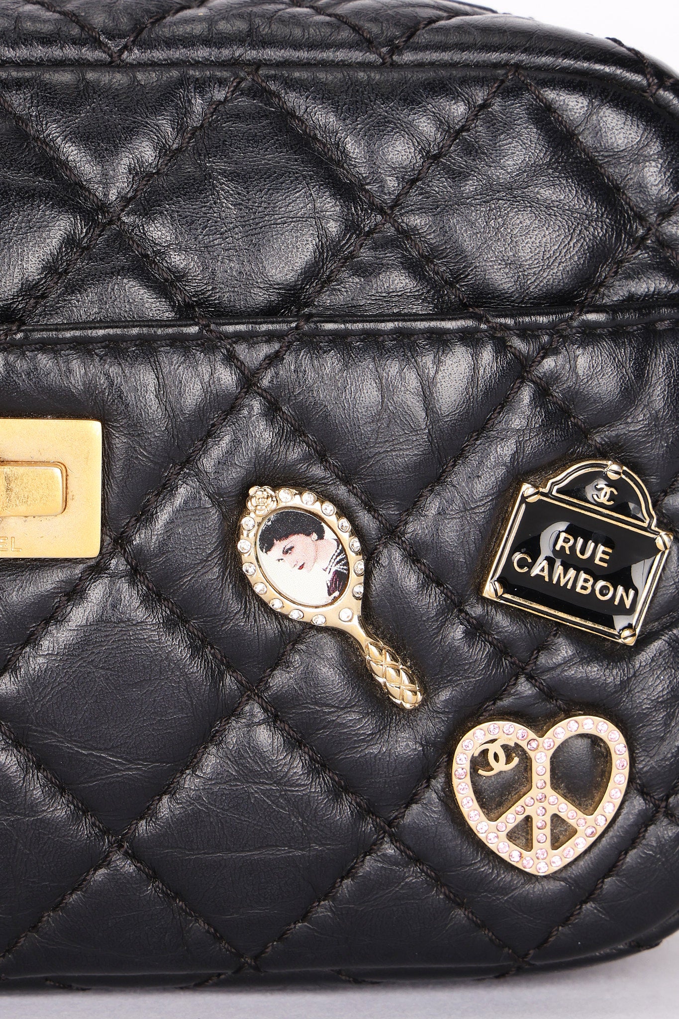 Chanel Lucky Charms Mini Camera Bag Black Aged Calfskin AGHW