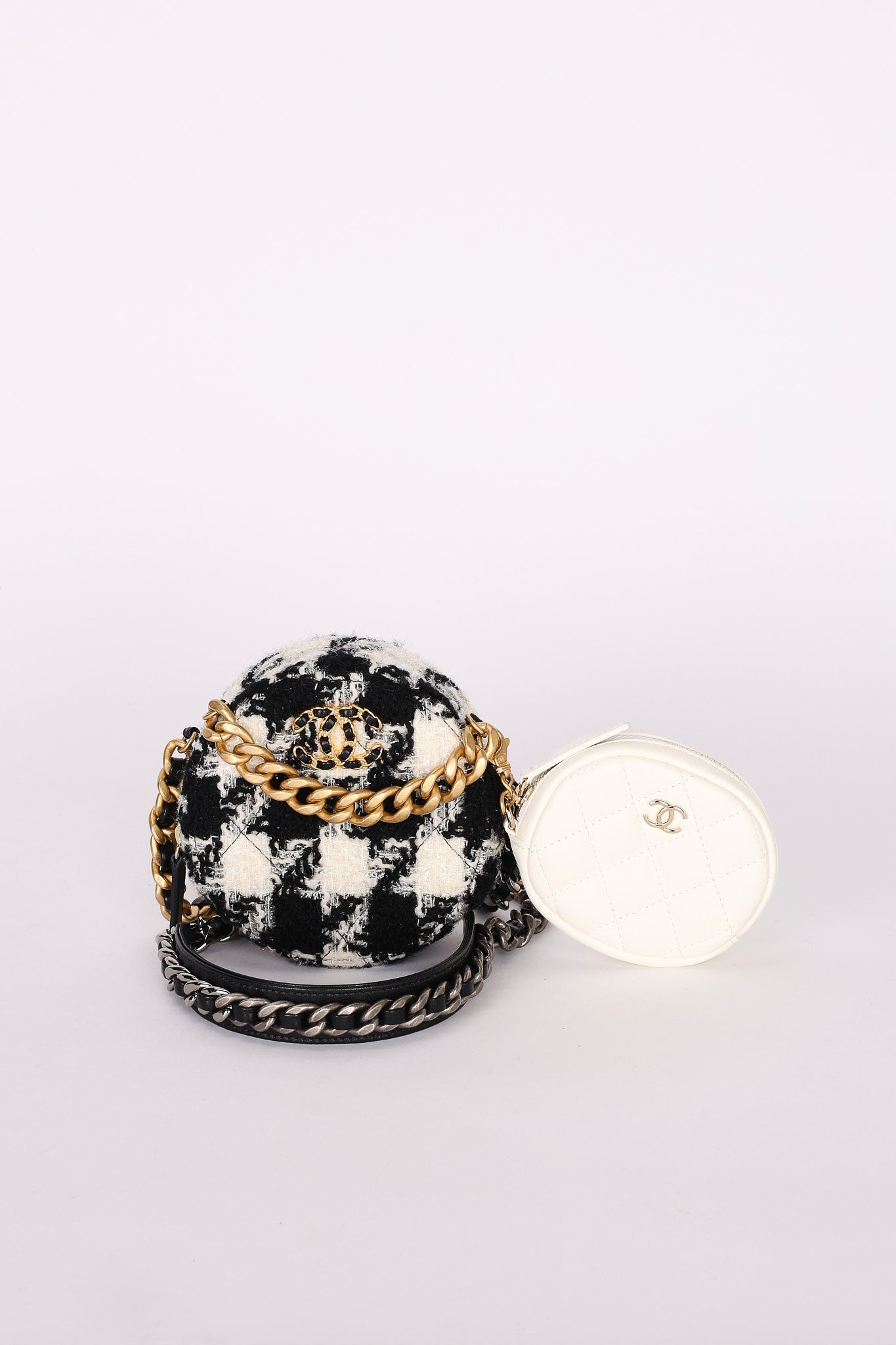 Chanel Tweed 19 Round Clutch w/ Chain Pouch MMHW