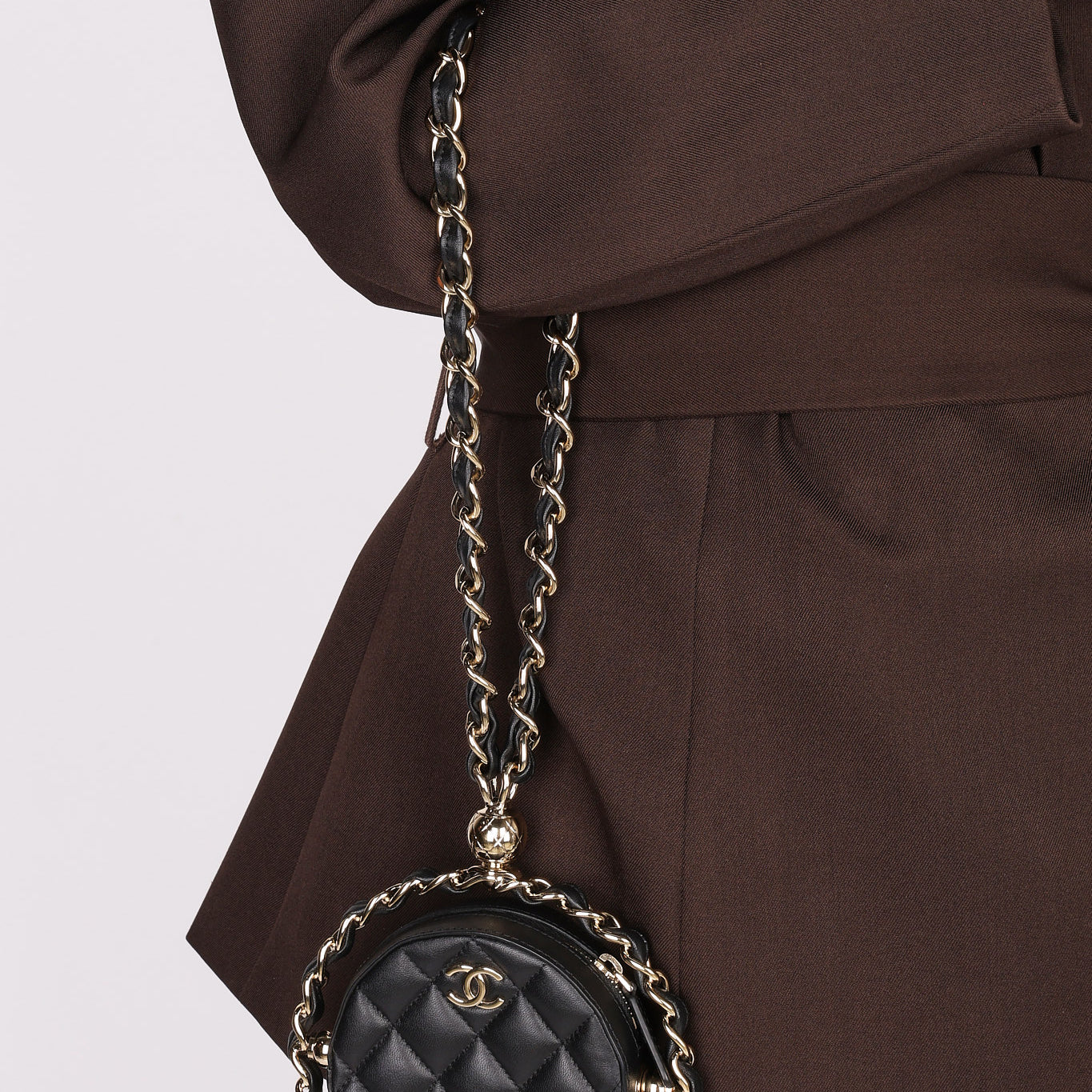 Chanel Chain Around Round Clutch with Chain Black Lambskin CGHW