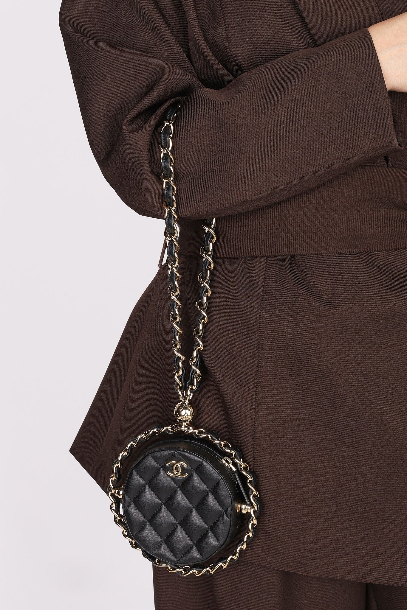Chanel Chain Around Round Clutch with Chain Black Lambskin CGHW