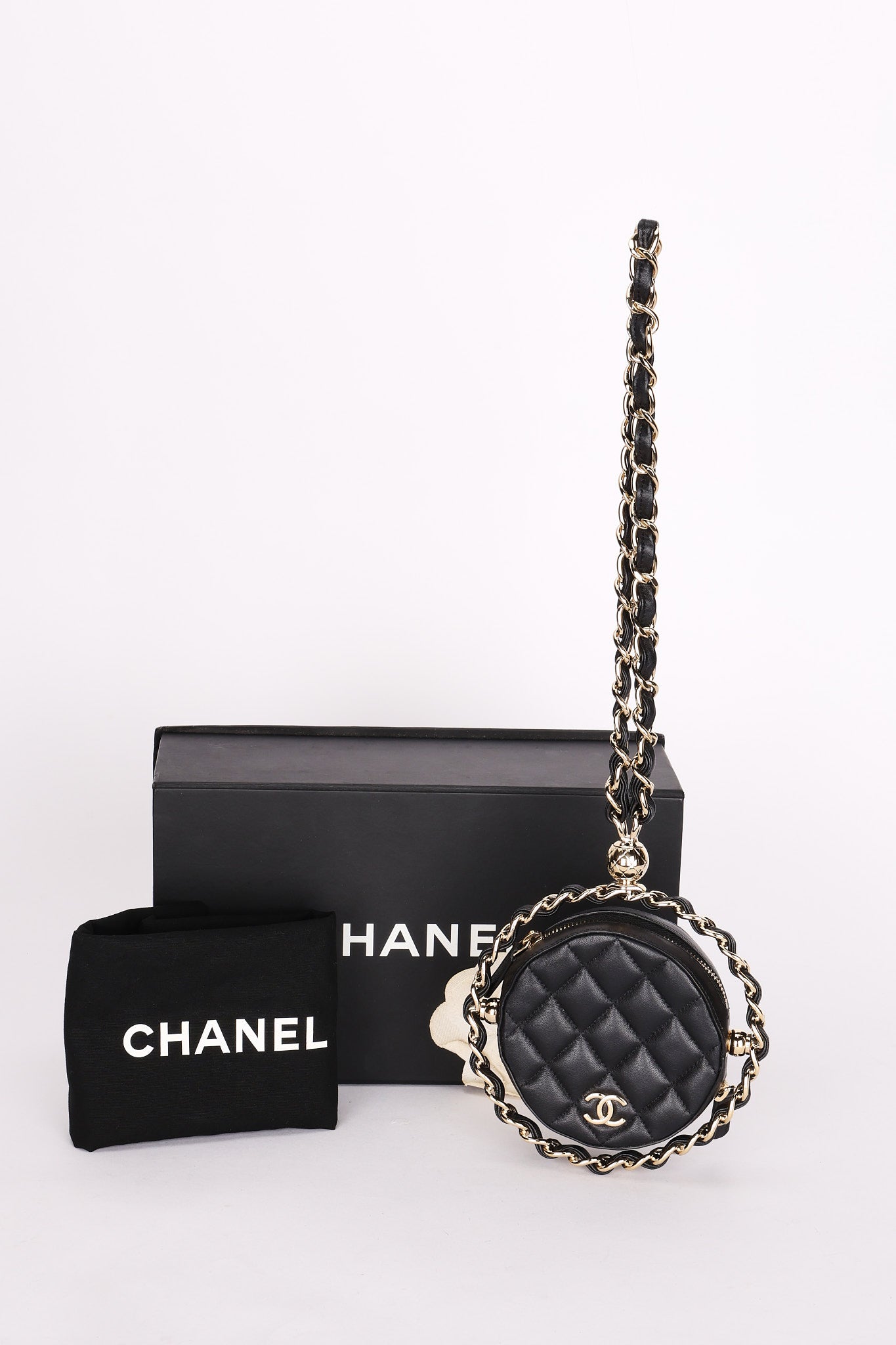 Chanel Chain Around Round Clutch with Chain Black Lambskin CGHW
