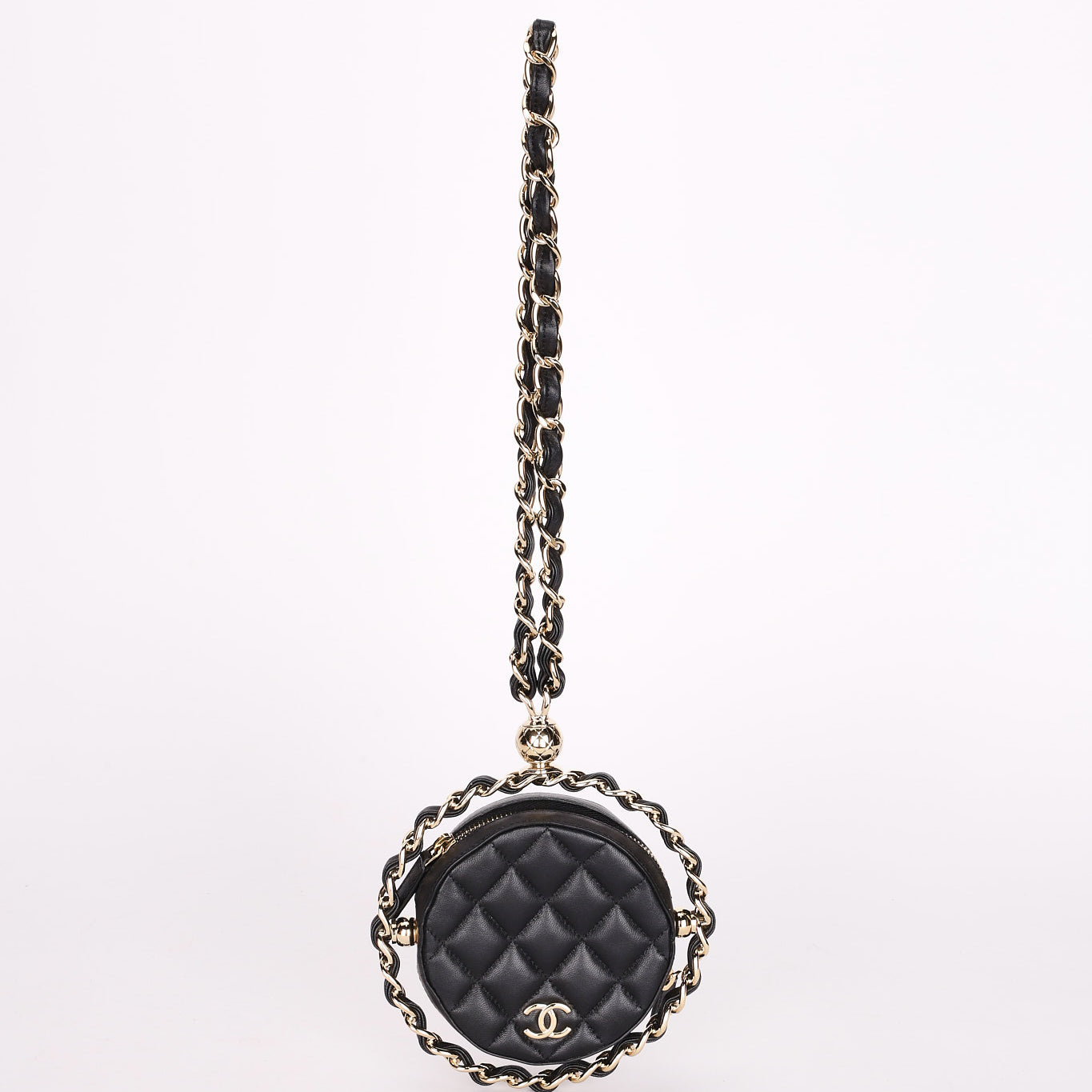 Chanel Chain Around Round Clutch with Chain Black Lambskin CGHW