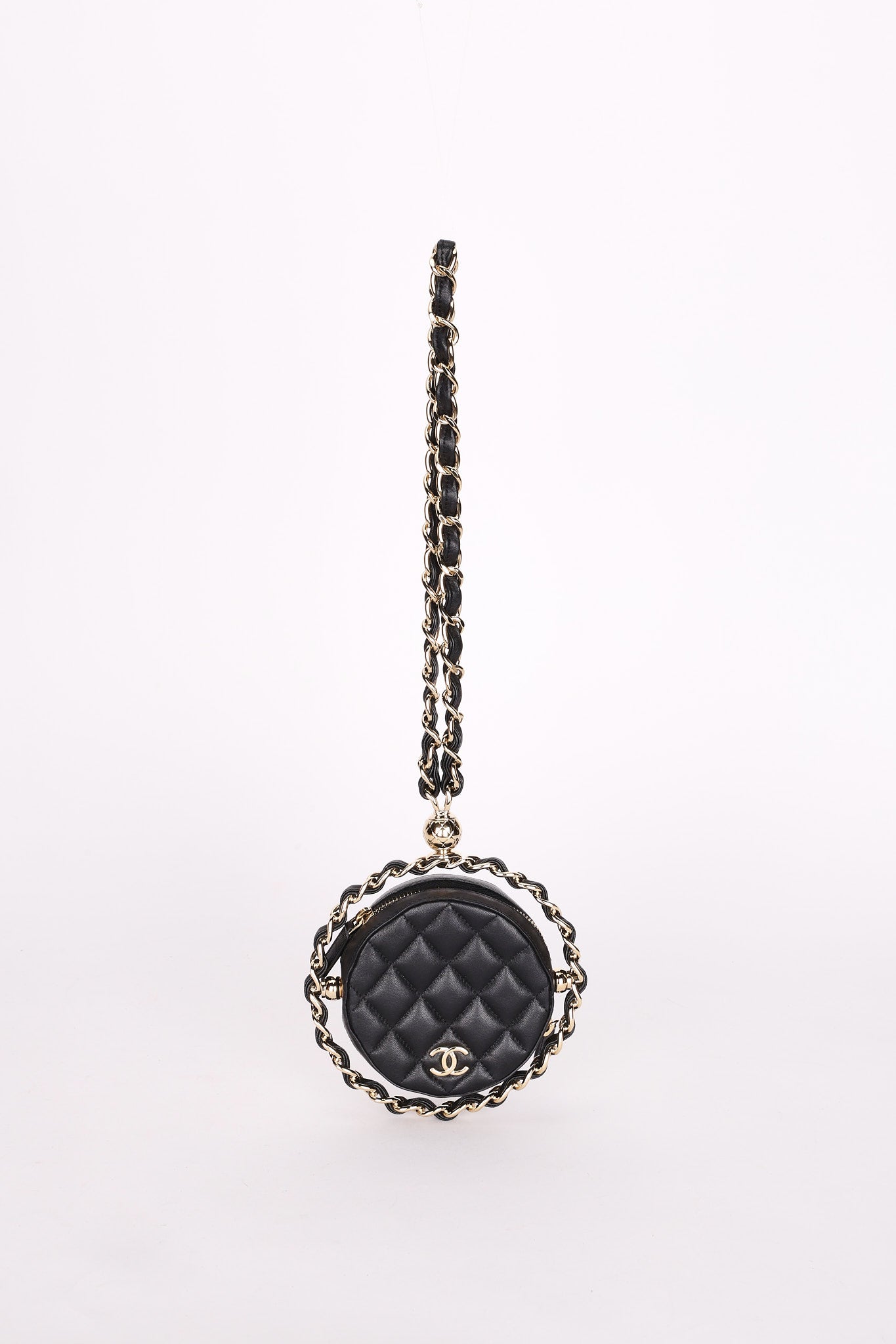 Chanel Chain Around Round Clutch with Chain Black Lambskin CGHW