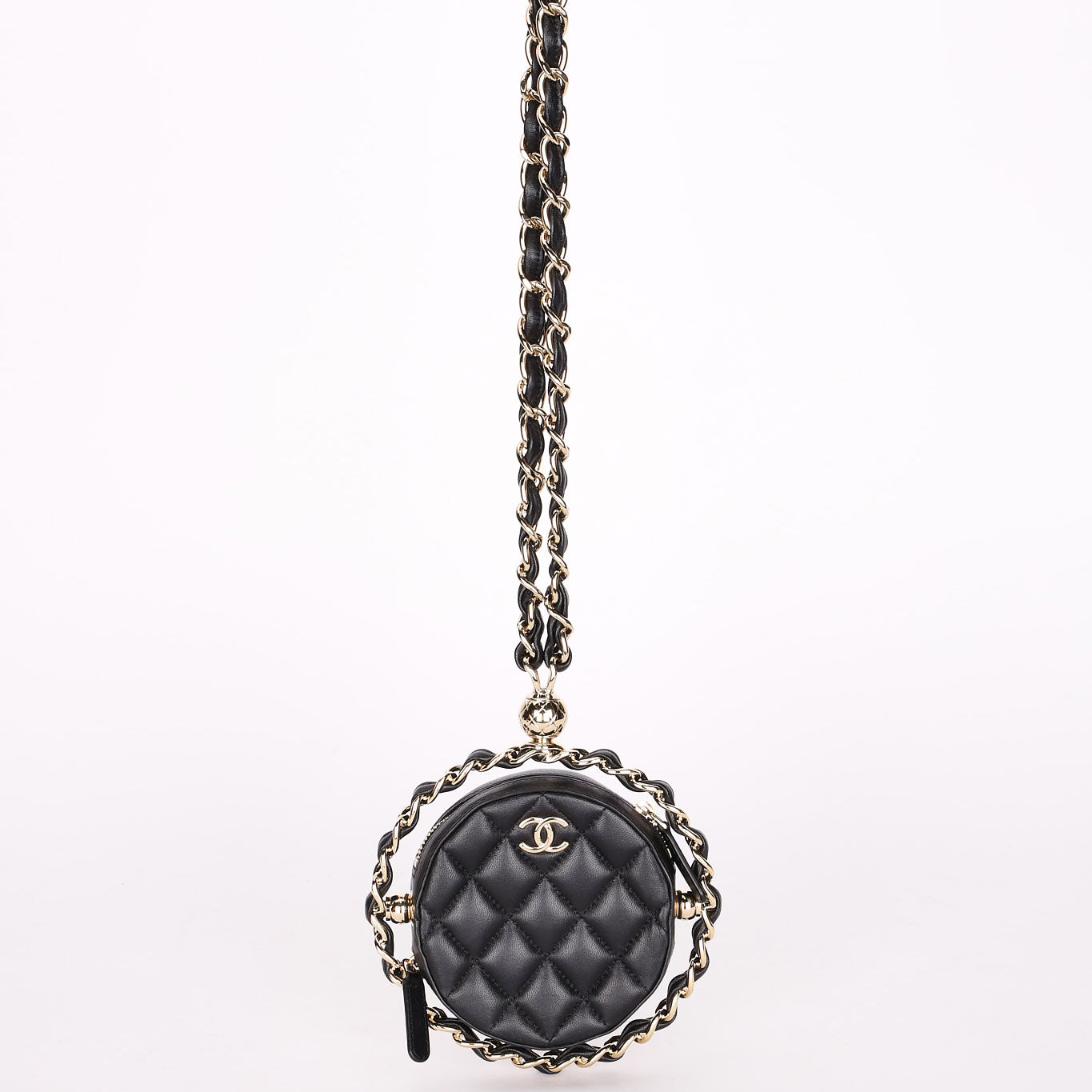 Chanel Chain Around Round Clutch with Chain Black Lambskin CGHW