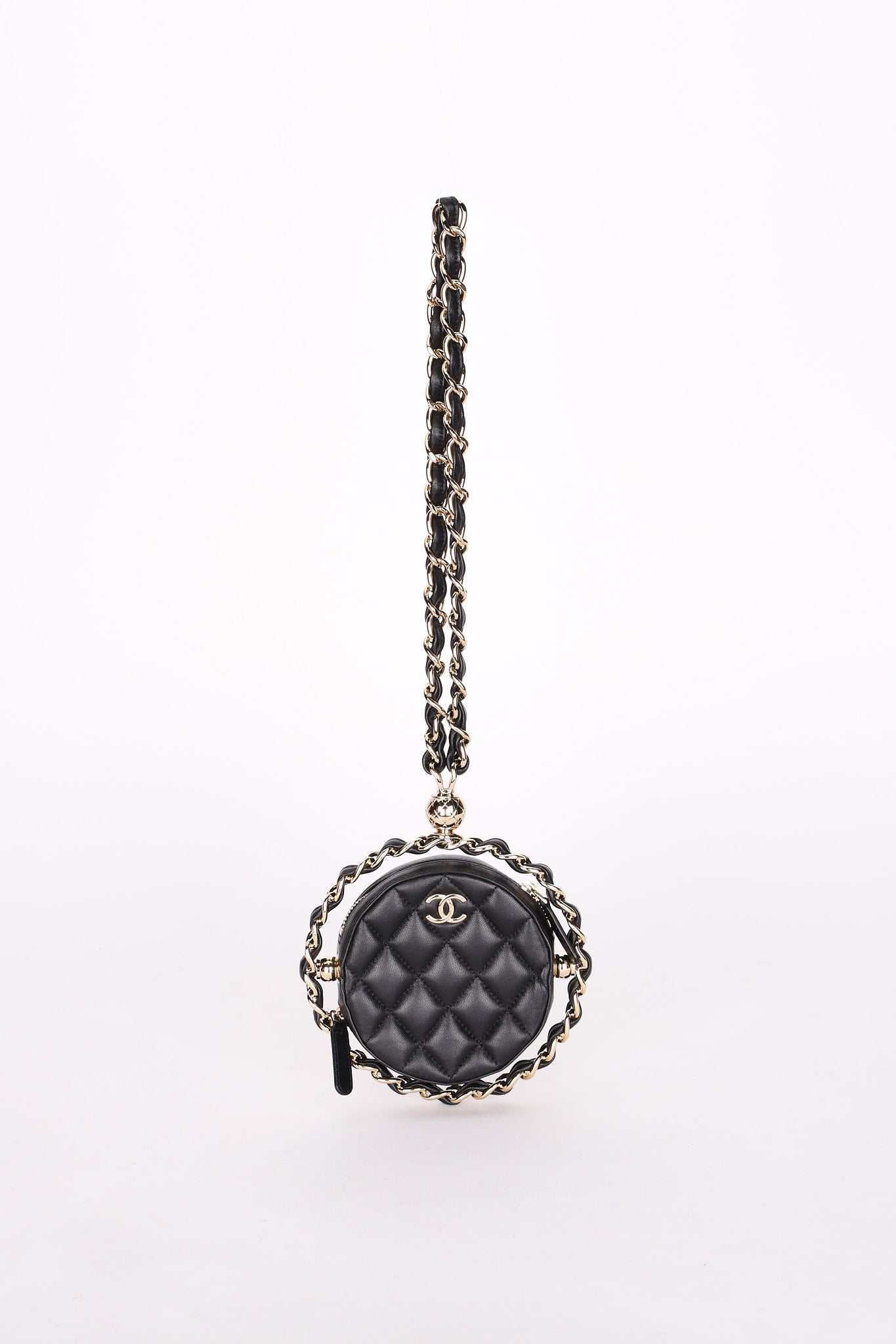 Chanel Chain Around Round Clutch with Chain Black Lambskin CGHW