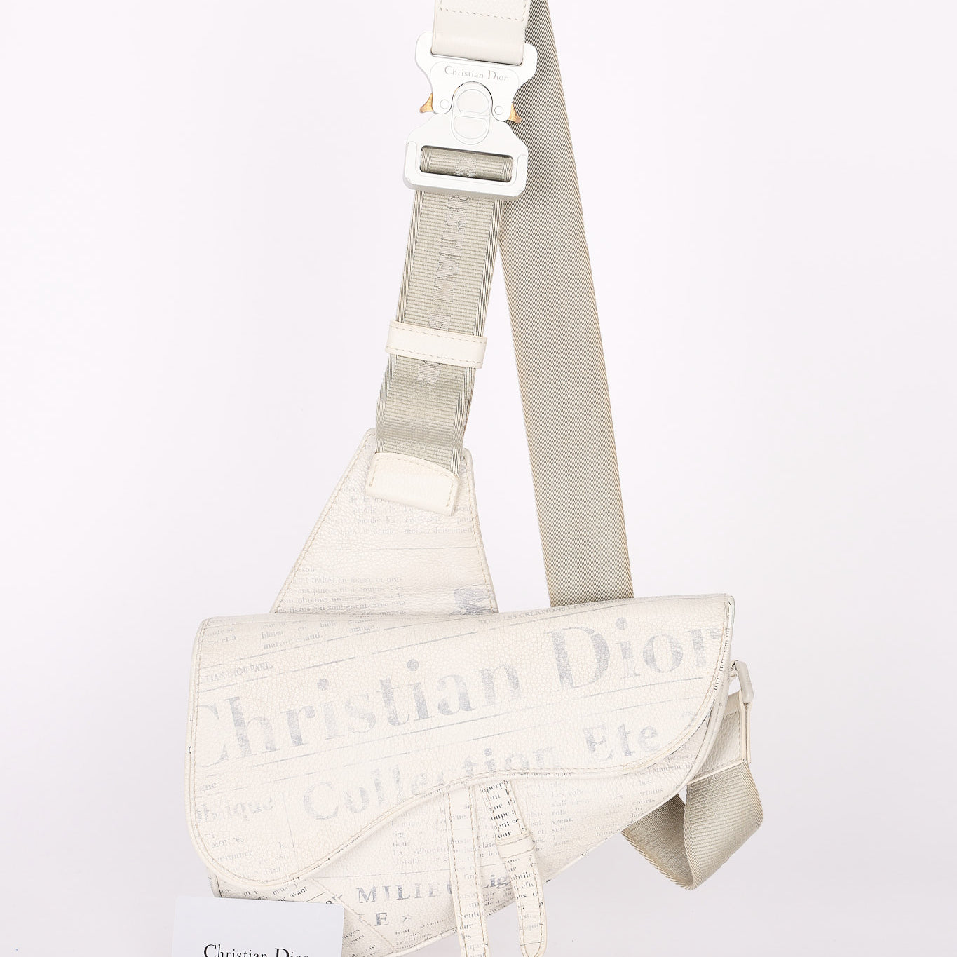 Limited Edition Christian Dior X Daniel Arsham Newspaper Print Saddle Messenger Bag 2021