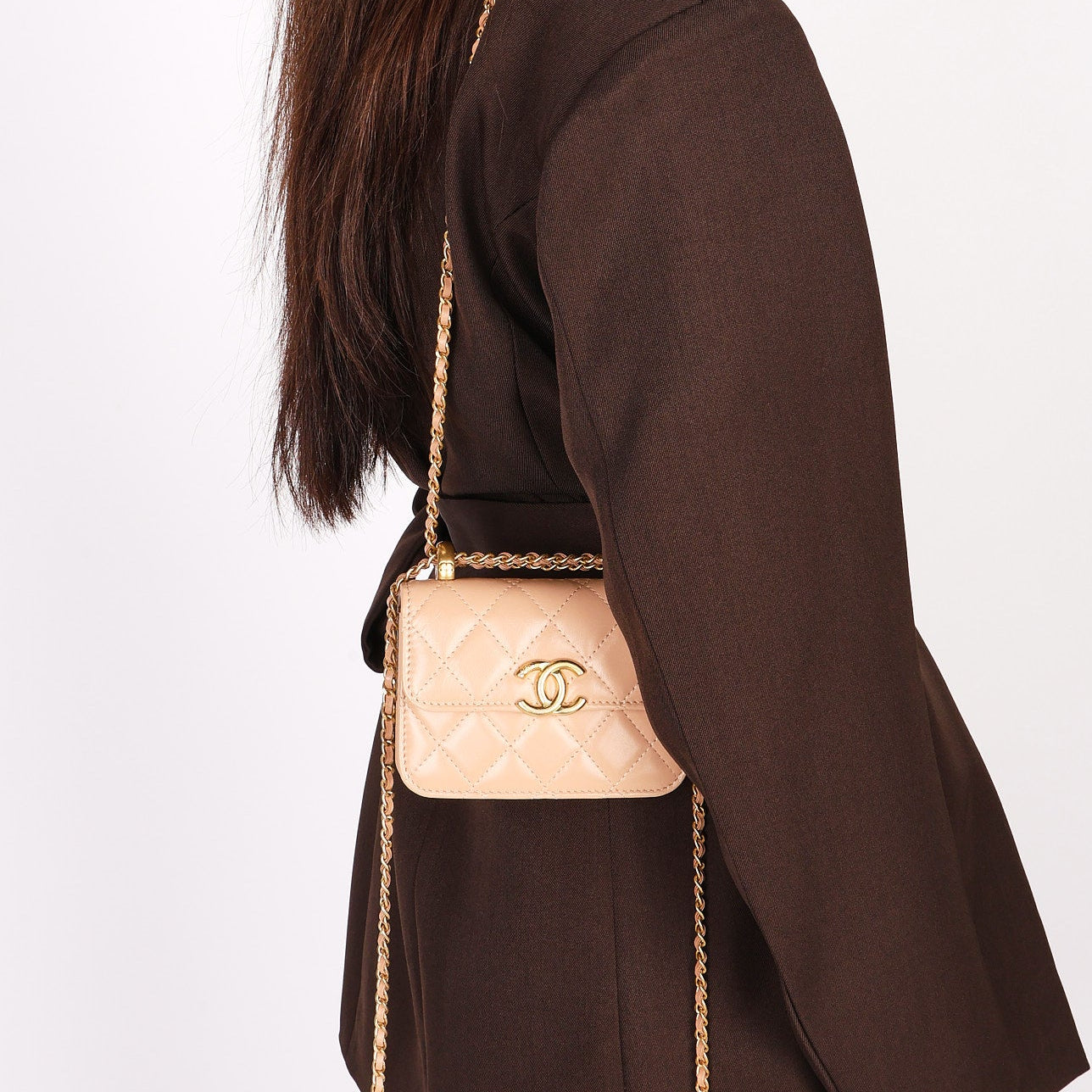 Chanel Mini Bag Beige Calfskin AGHW