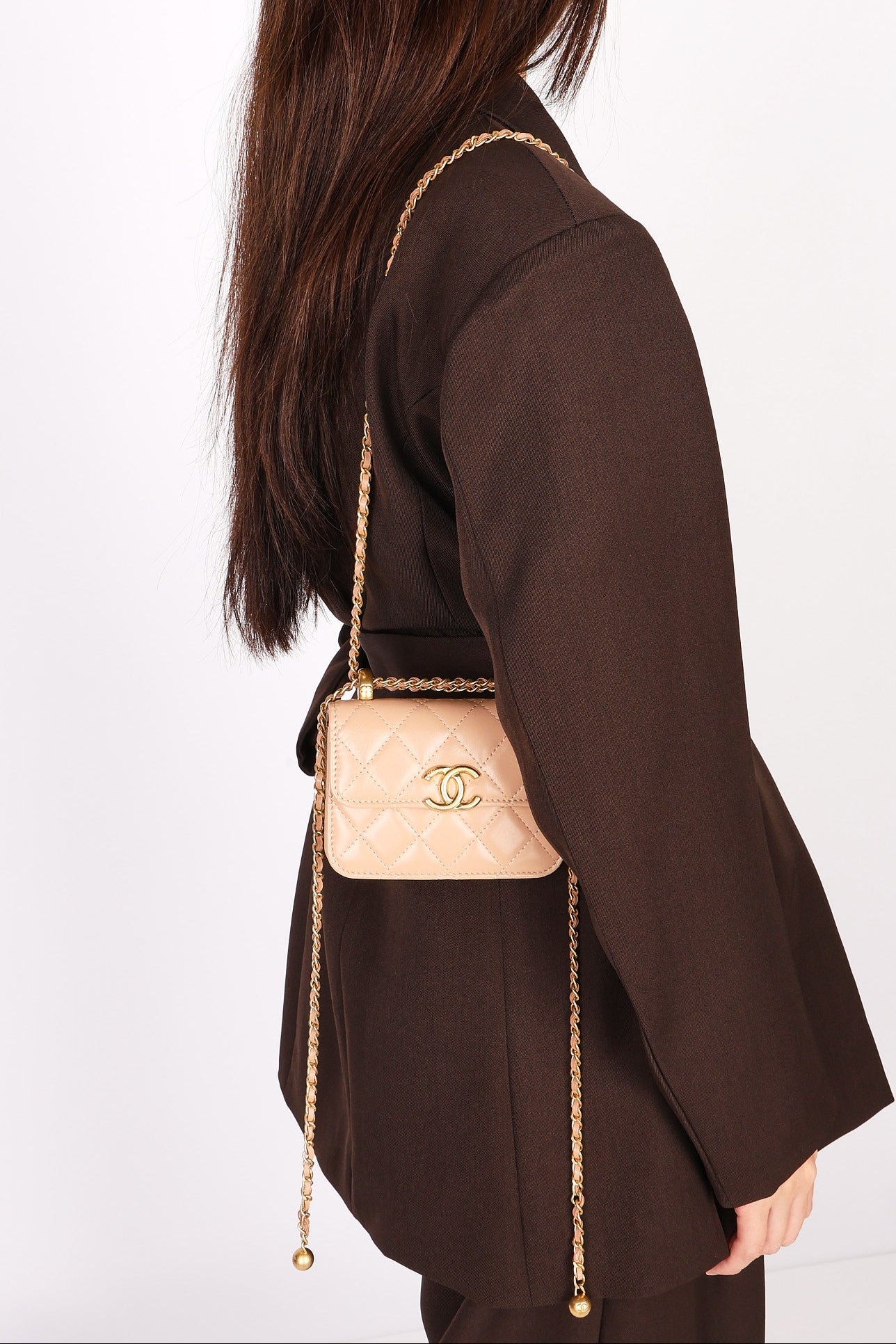 Chanel Mini Bag Beige Calfskin AGHW