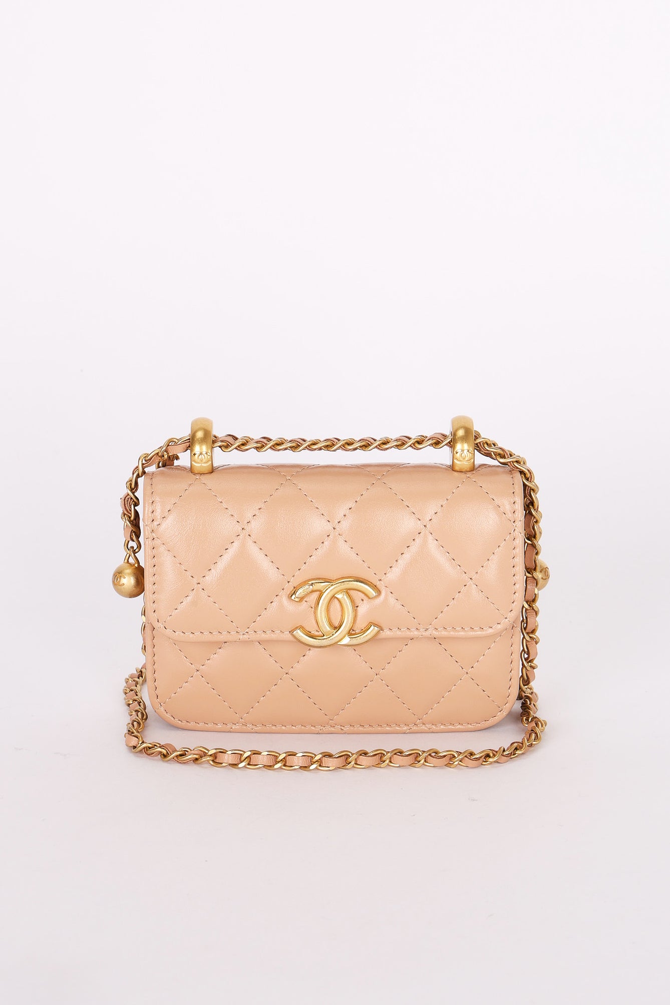 Chanel Mini Bag Beige Calfskin AGHW