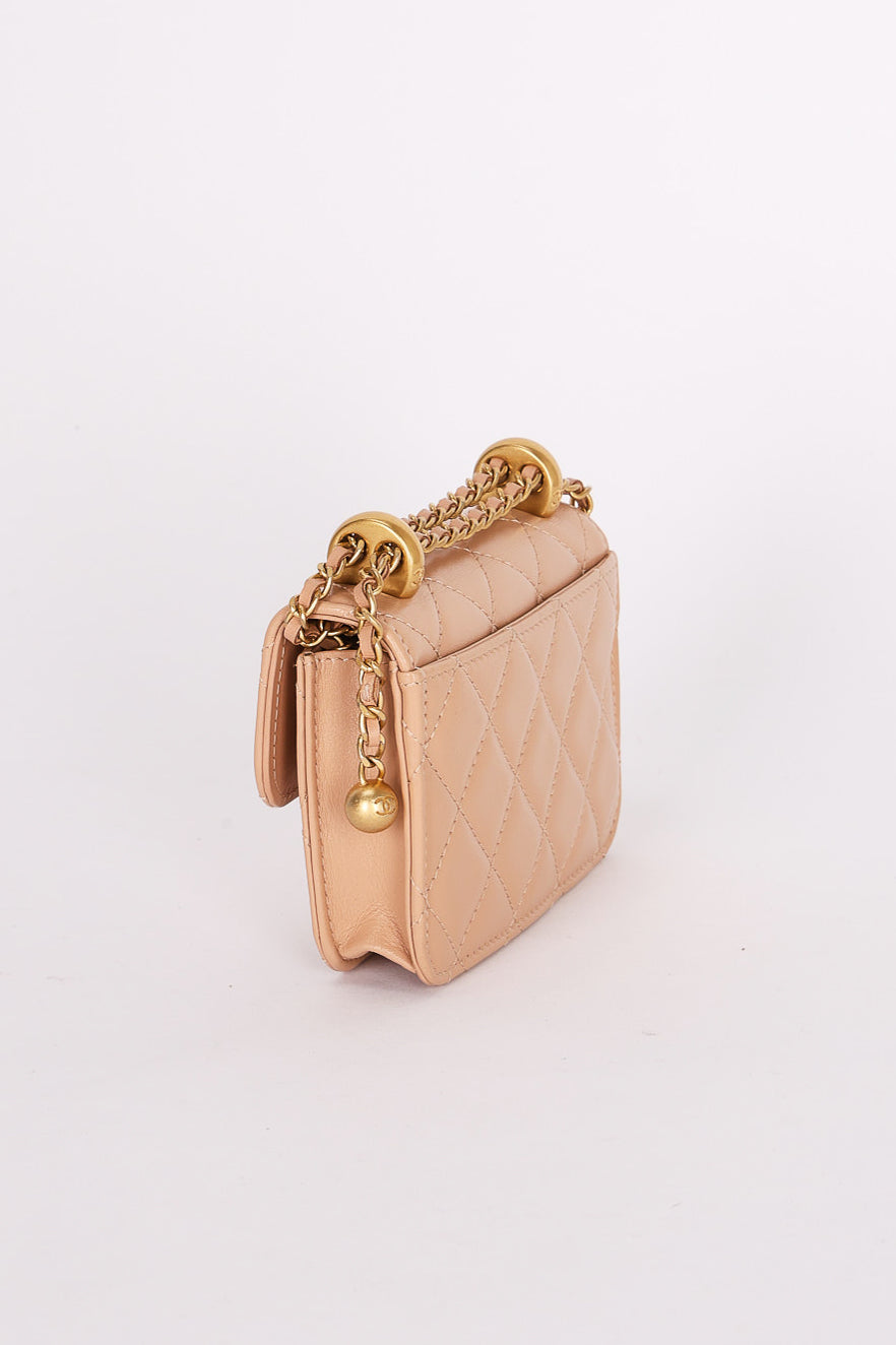 Chanel Mini Bag Beige Calfskin AGHW