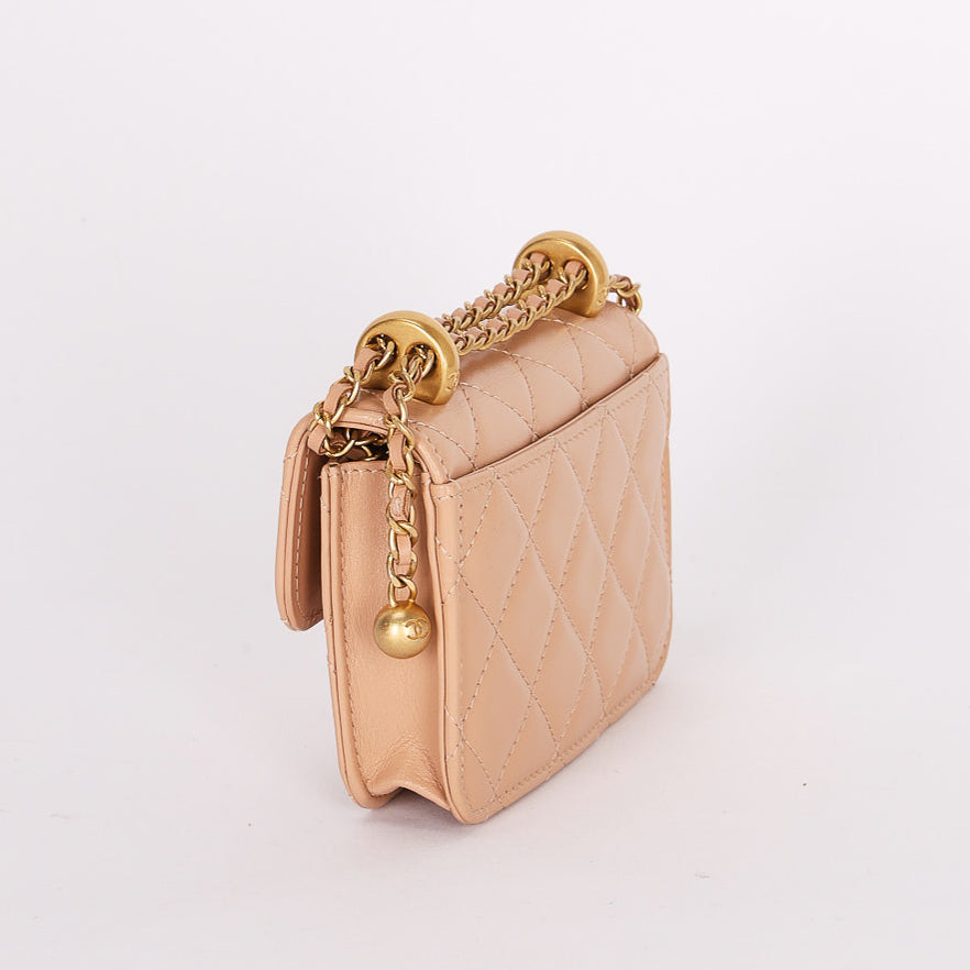 Chanel Mini Bag Beige Calfskin AGHW